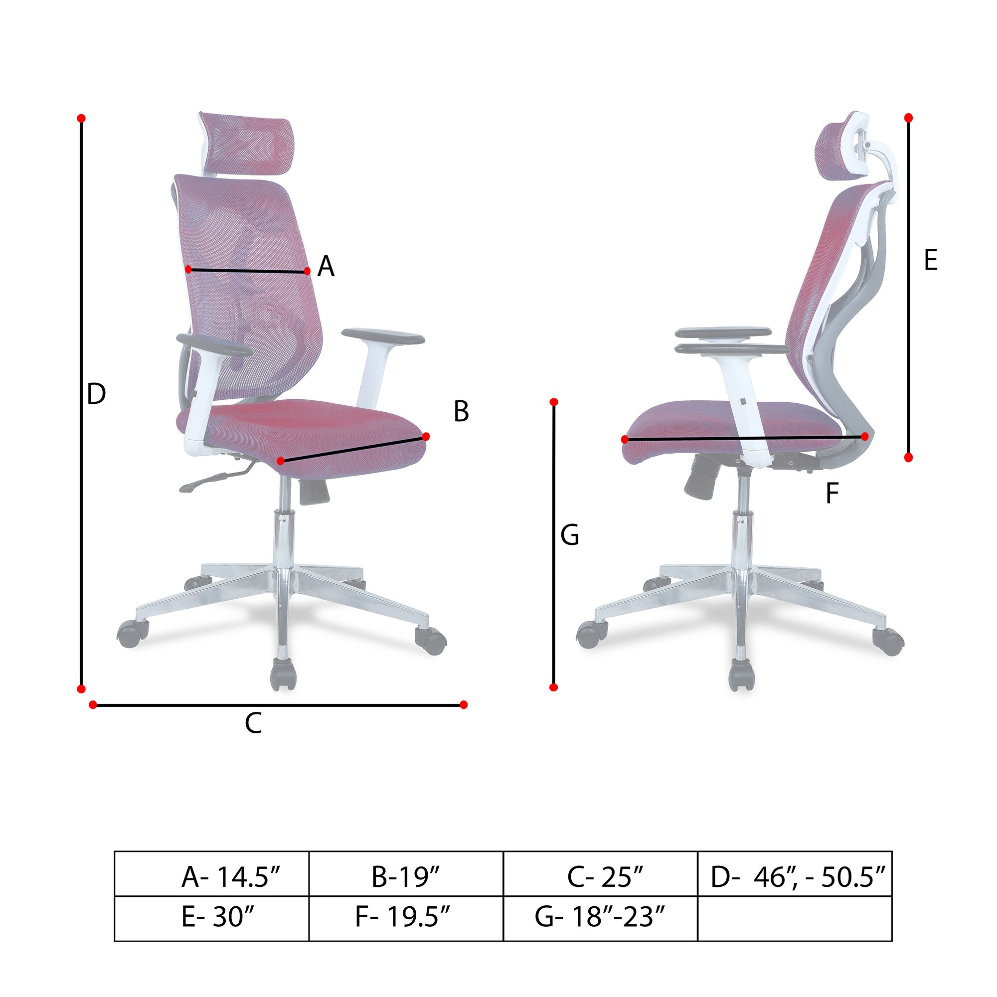 Wiweangs High Back Ergonomic Chair in Maroon Colour