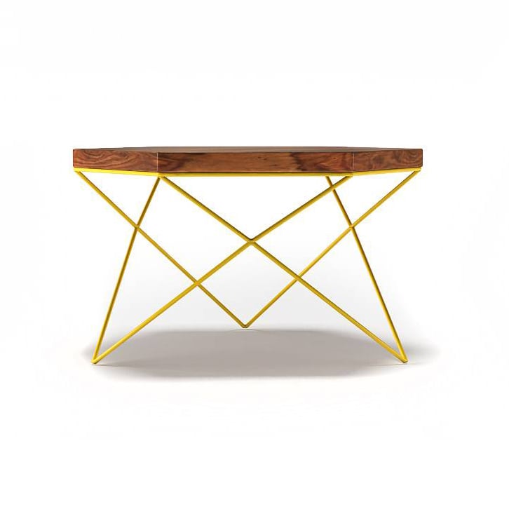 Dyson Abstract Metal Coffee Table In Teak Finish