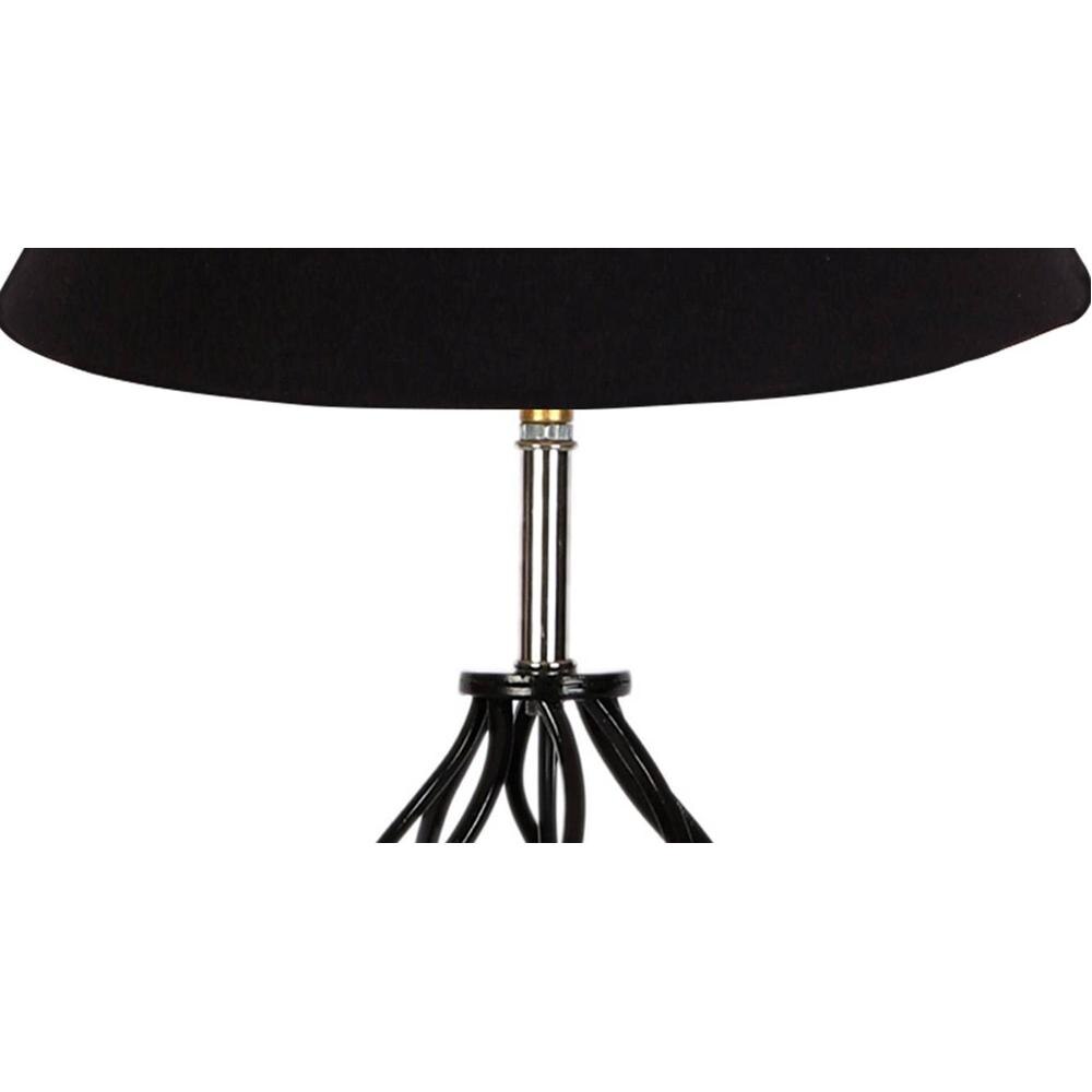 Elaina Black cotton Table lamp with Wood & Iron Base