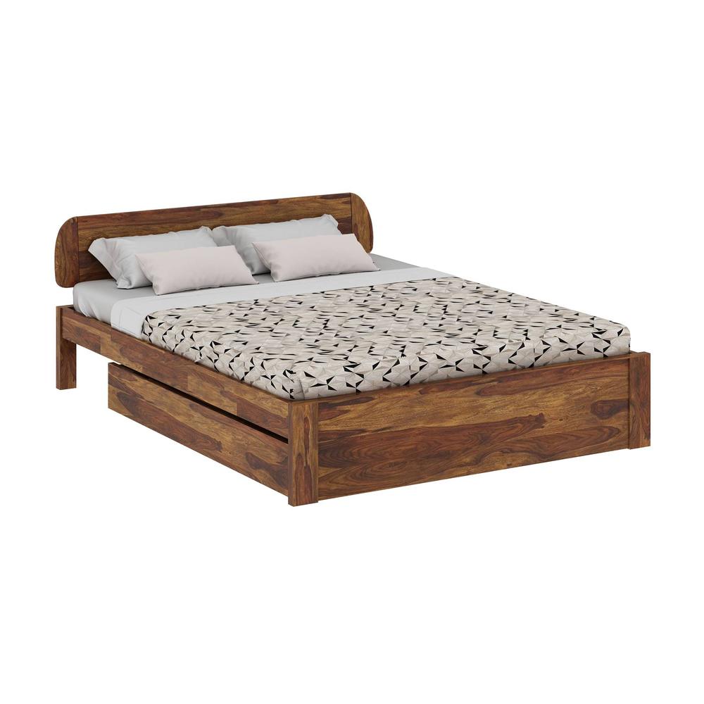 Sleigh Solid Wood Queen Size Storage Bed