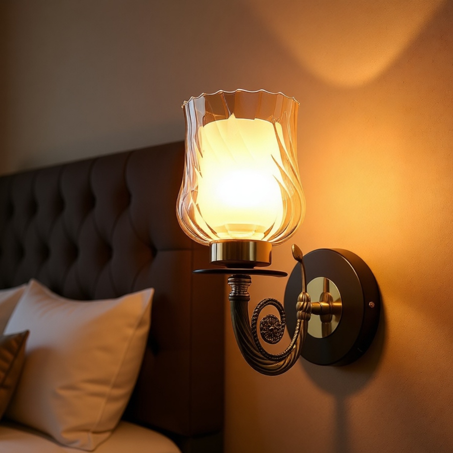 Eliante Modern Wall Lights Mild Steel & Glass Material Antique & Champaign Finish - Eliante