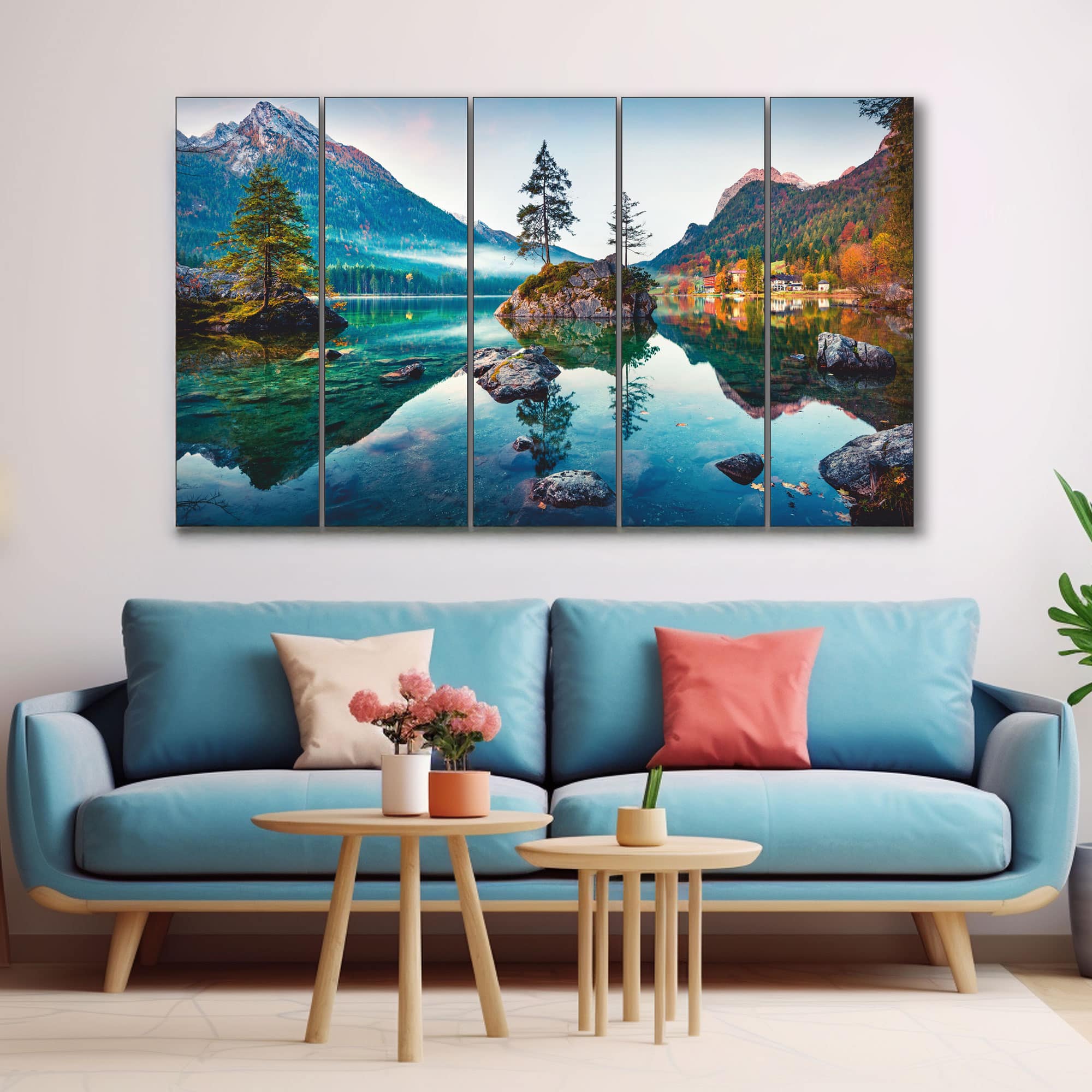 The Castle Decor Autumn Hintersee Landscape Wall Art Set of 5 27x48 Inch - The Castle Decor