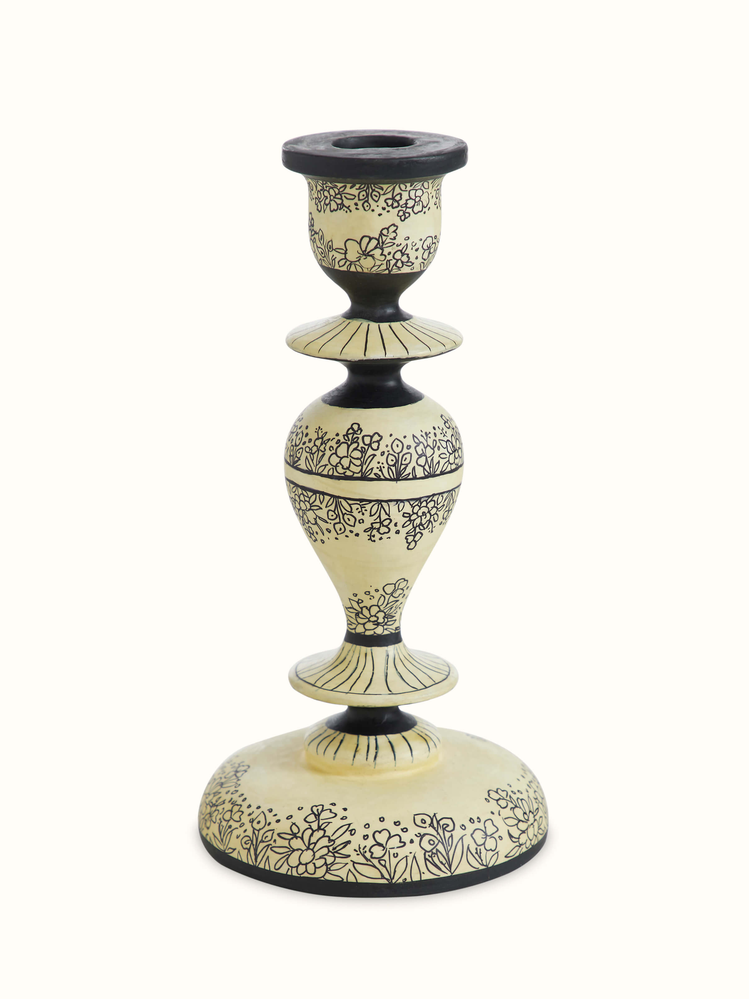Close-up view of Papier-mache Candle Bases in White Color (2 Pcs) by Swadesh showcasing the intricate details and refined finish.