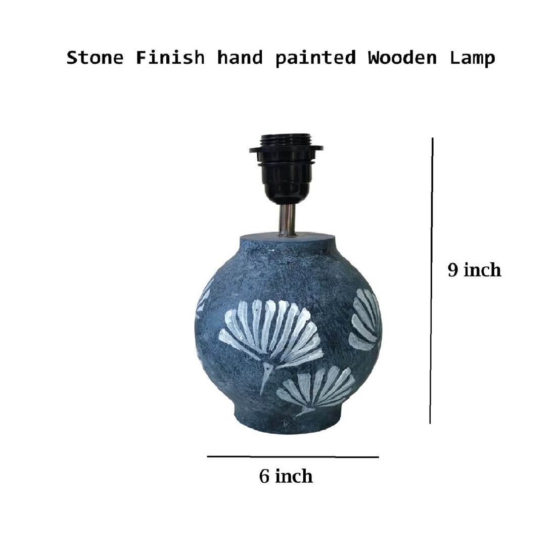 Grey Stone Finish Handpainted And Hancarved Distress Wooden Table Lamp
