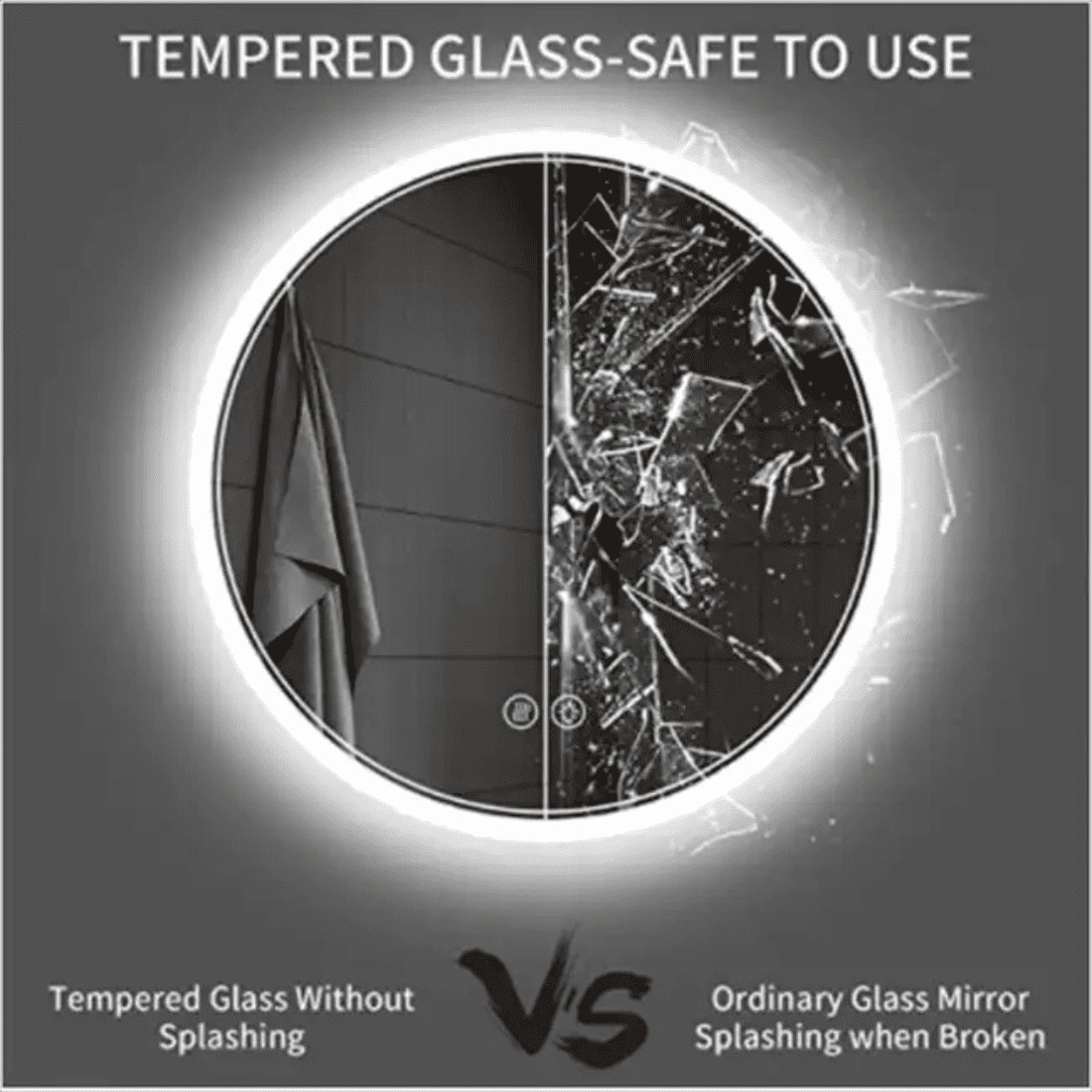 Round LED  Mirror with Lights Dimmable Vanity Mirror