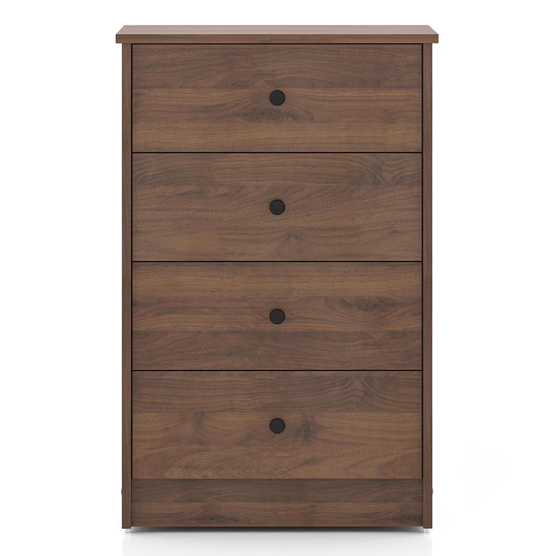 Ben Engineered Wood Chest of 4 Drawers in Classic Walnut Finish