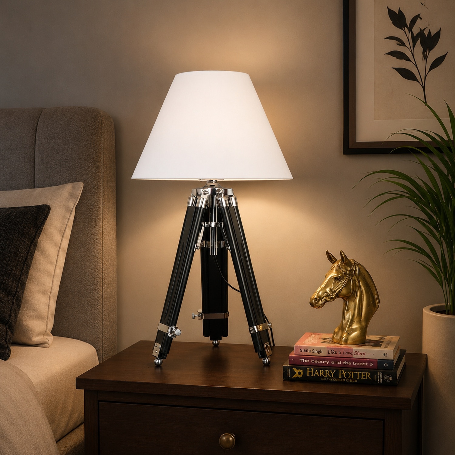 Shailyn White Cotton Shade Table Lamp - Pristine Interiors