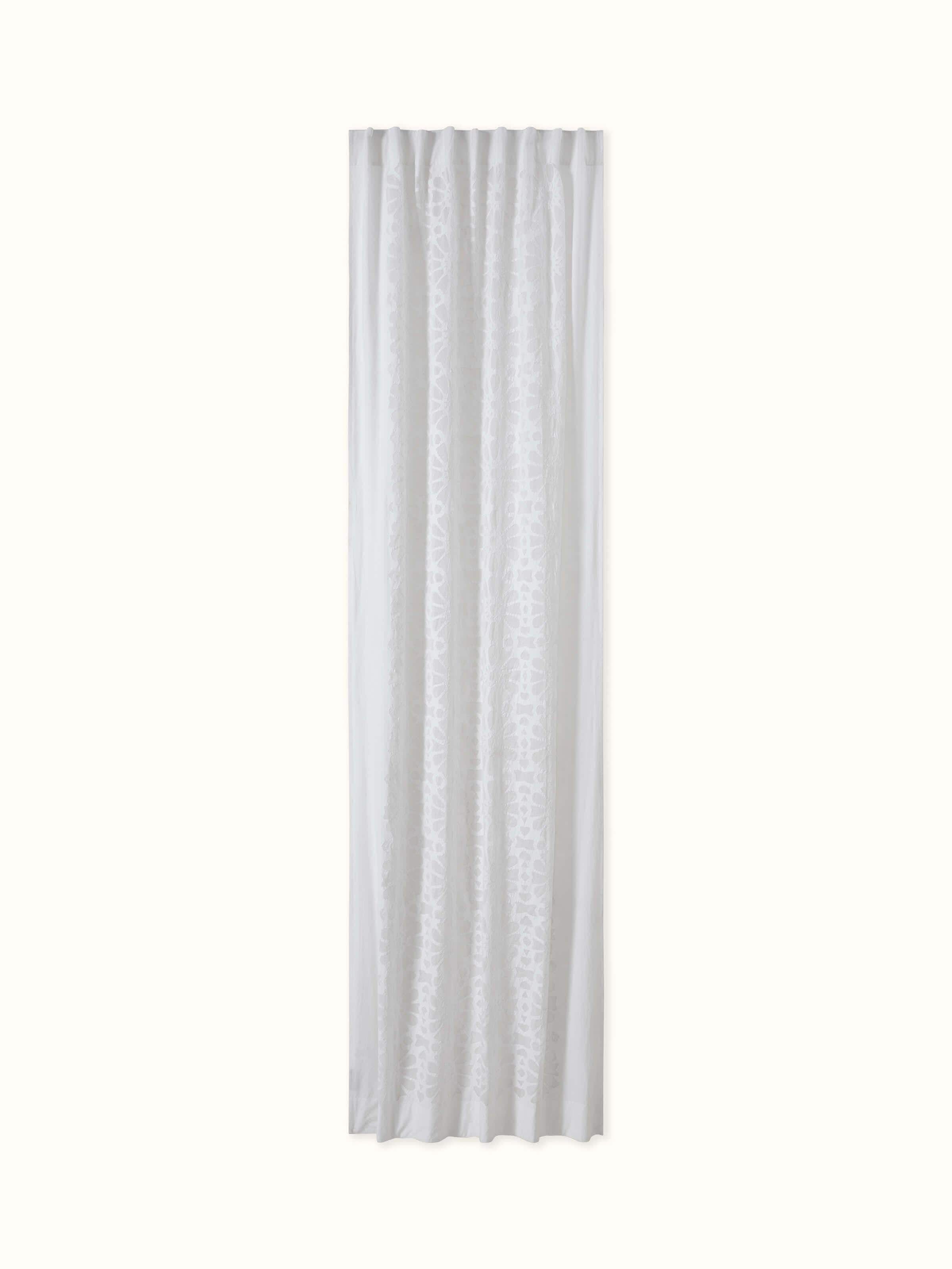 Mandana White Jaal Cotton Applique Sheer Curtain (9 Ft)