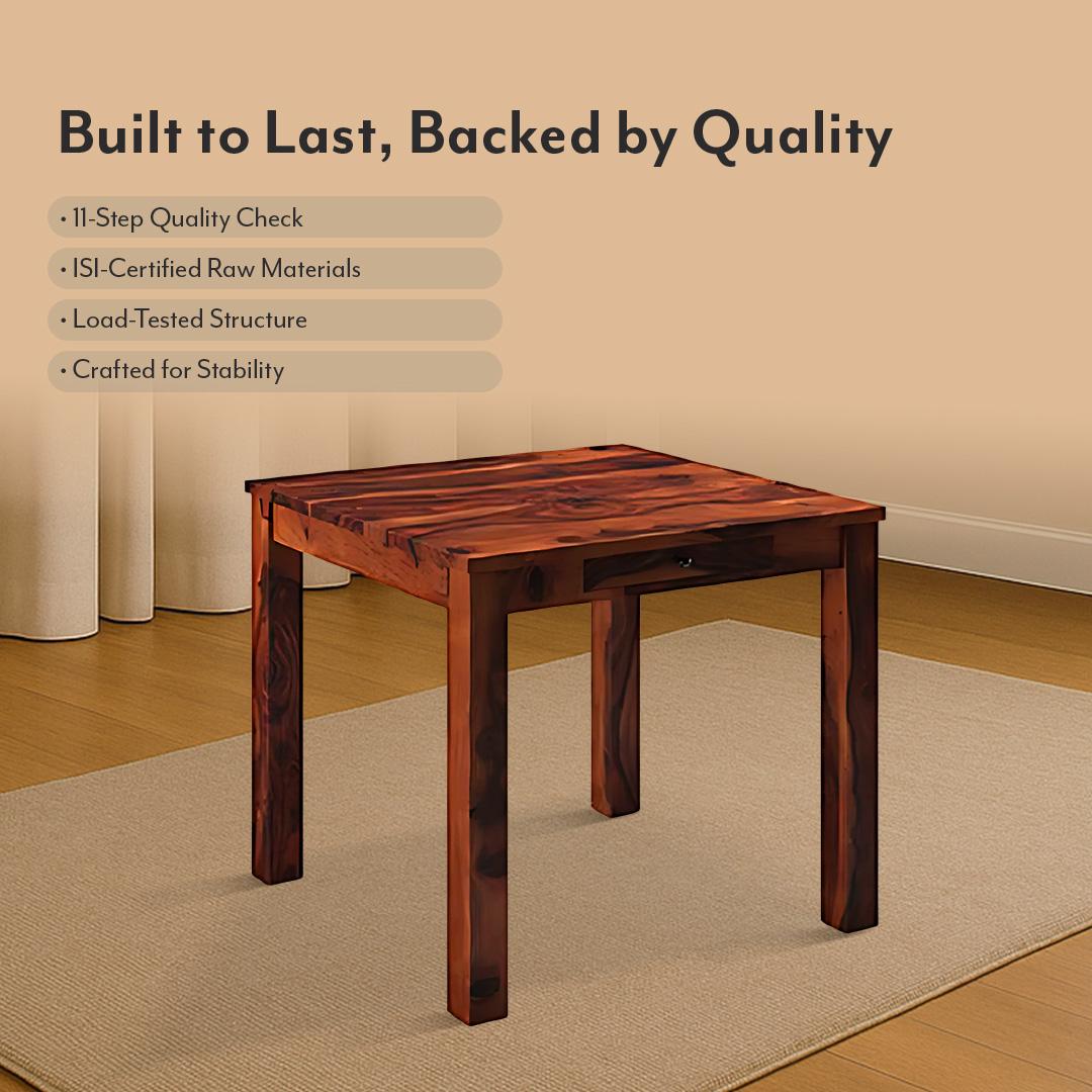 Arabia Solid Wood 4 Seater Storage Dining Table In Teak Finish