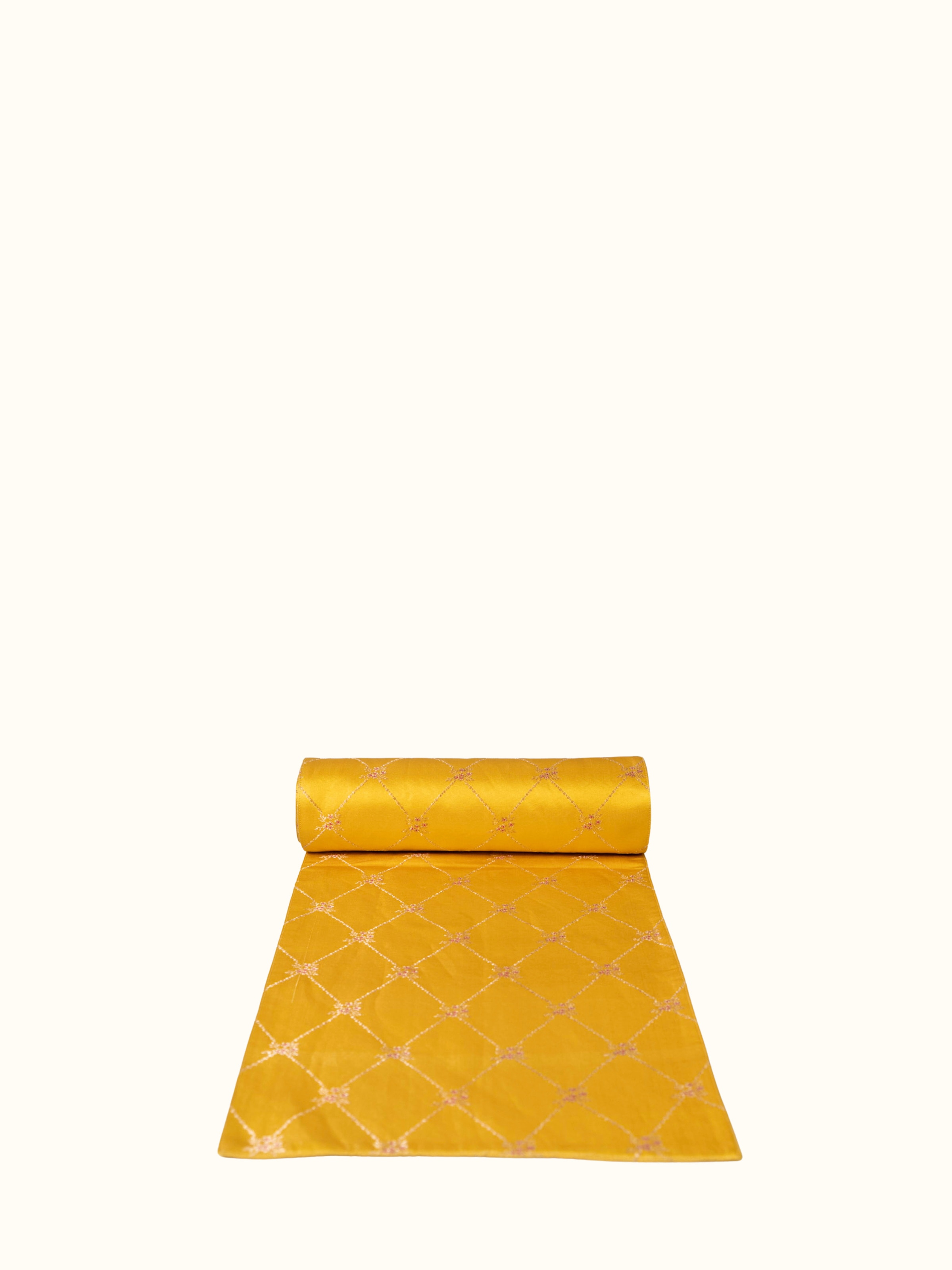Saumya Yellow Silk Banarasi Brocade Handloom Table Runner