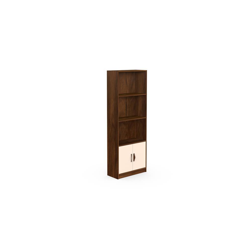 Seonn Engineered Wood Bookshelf with Drawer and 2 Doors Cabinet Floor Standin in Maple & Beige