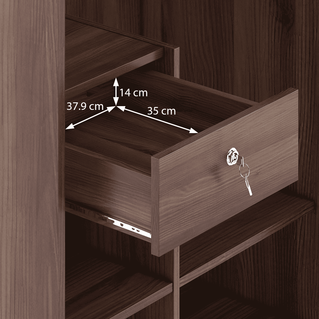 Miller 2 Door Wardrobe With Lock in Two Tone Finish