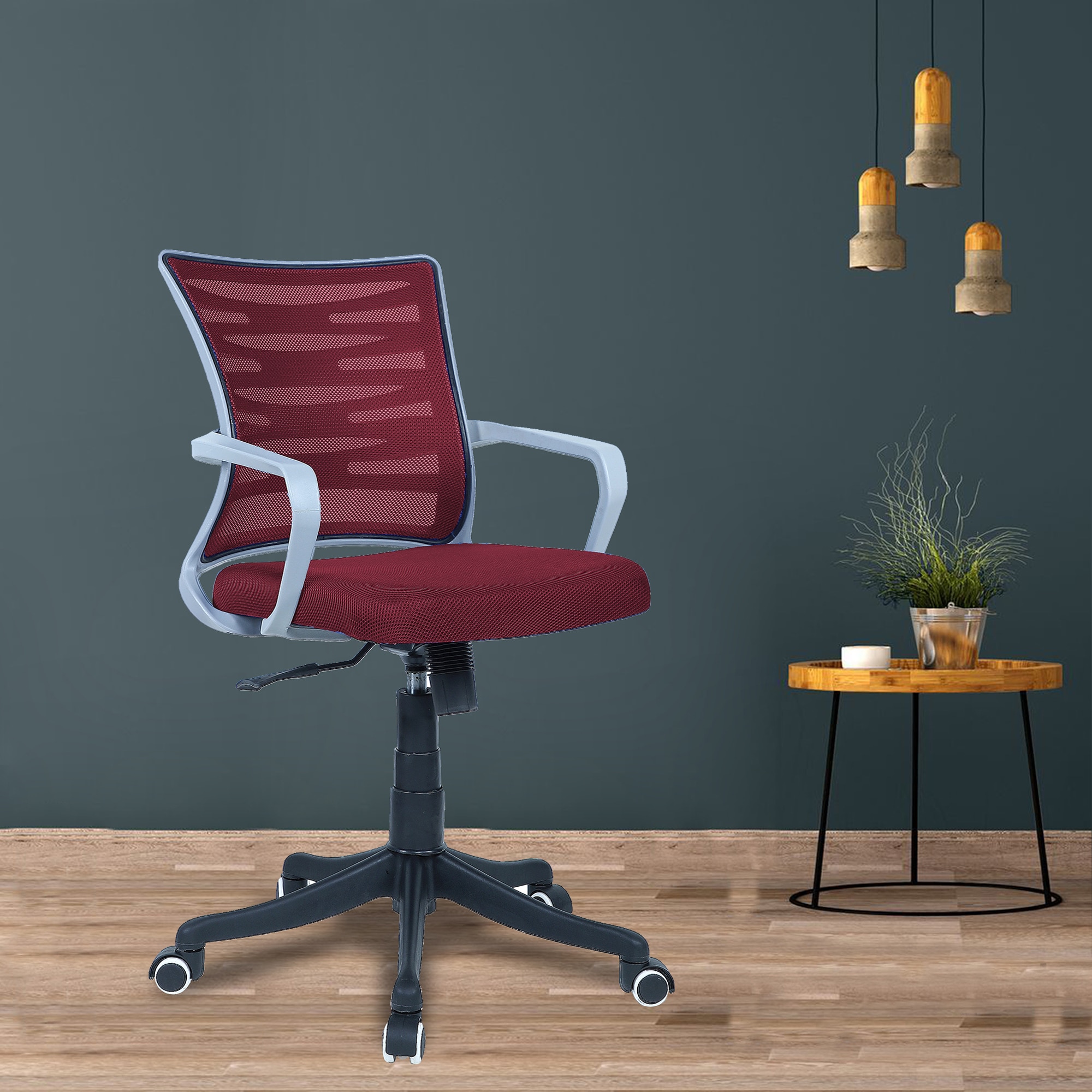 Xxeana Mid Back Ergonomic Chair in Maroon Colour