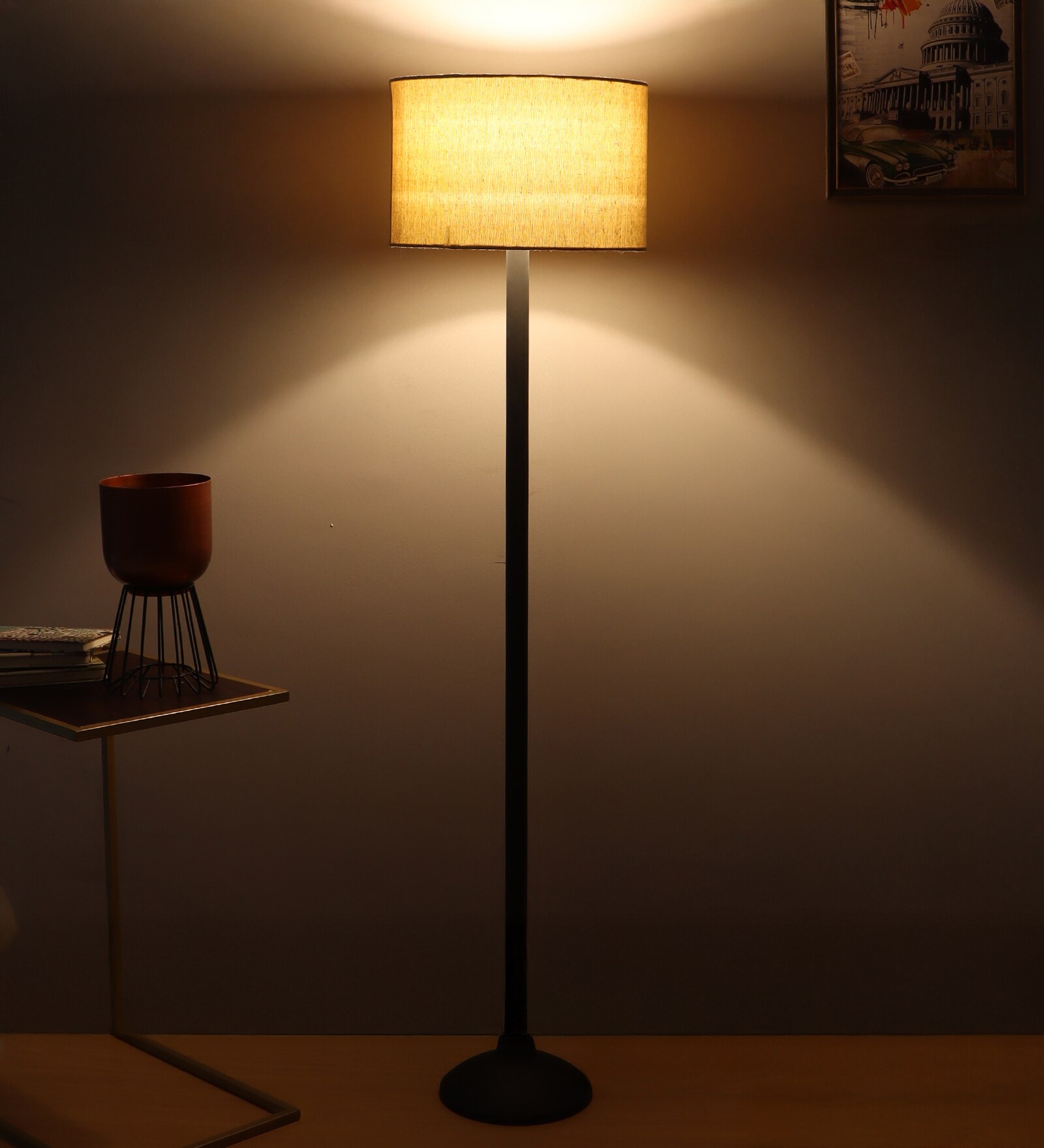 FZ 14'' Shade Floor Lamp in Beige Shade