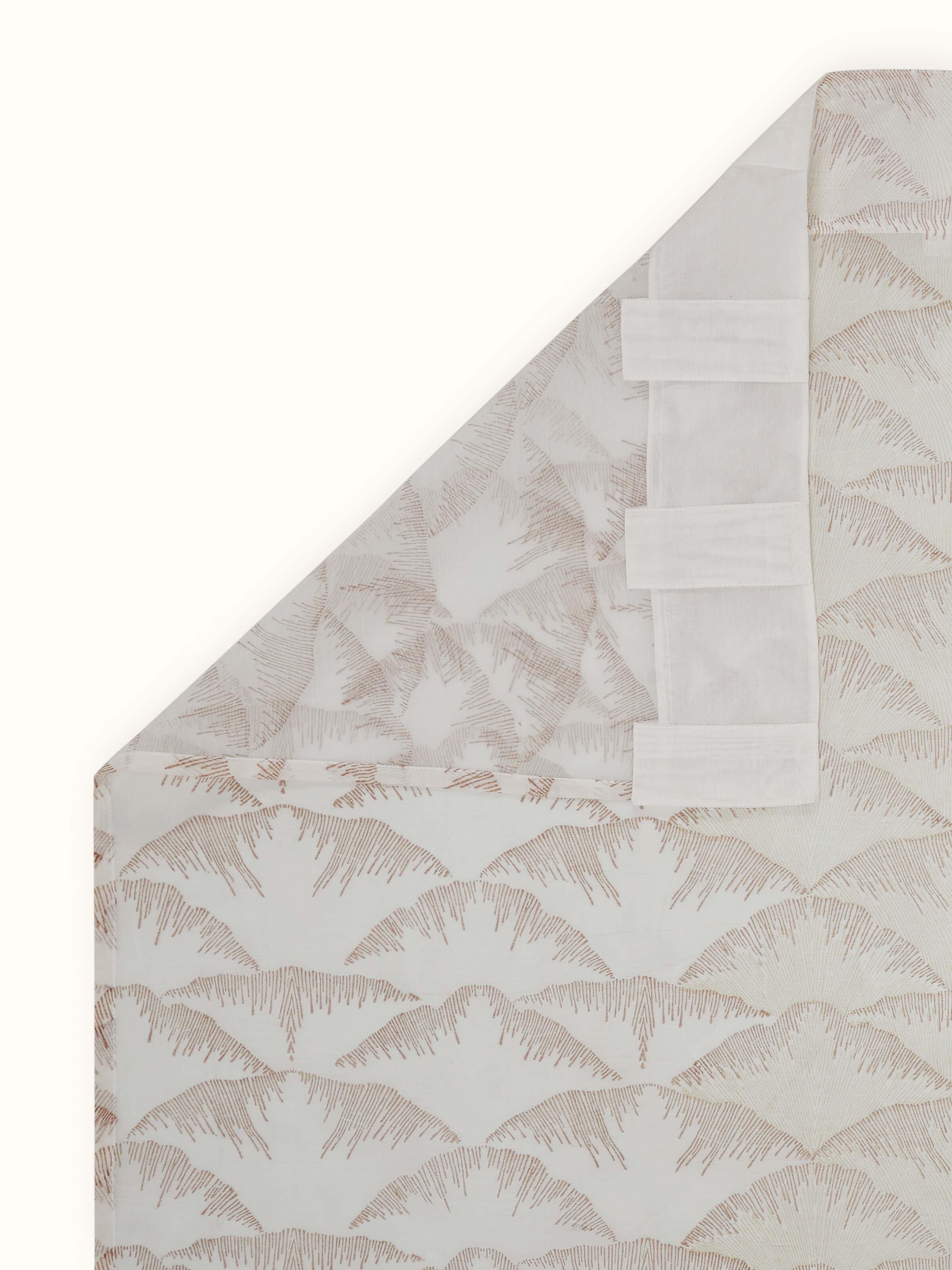 Parvat Beige Cotton Silk Sanganeri Hand Block Printed Curtain (7 Ft)