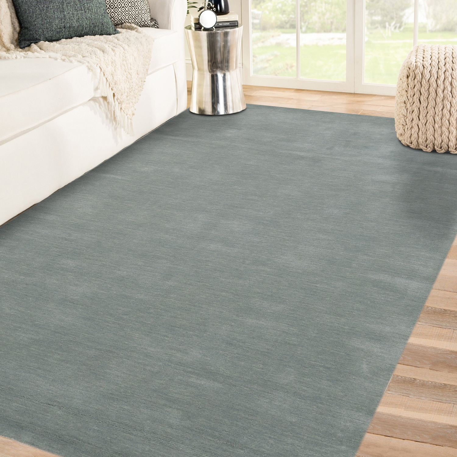 Bobby Link Water Solid Woven Wool 5X3 Feet Carpet - Saraswati Global