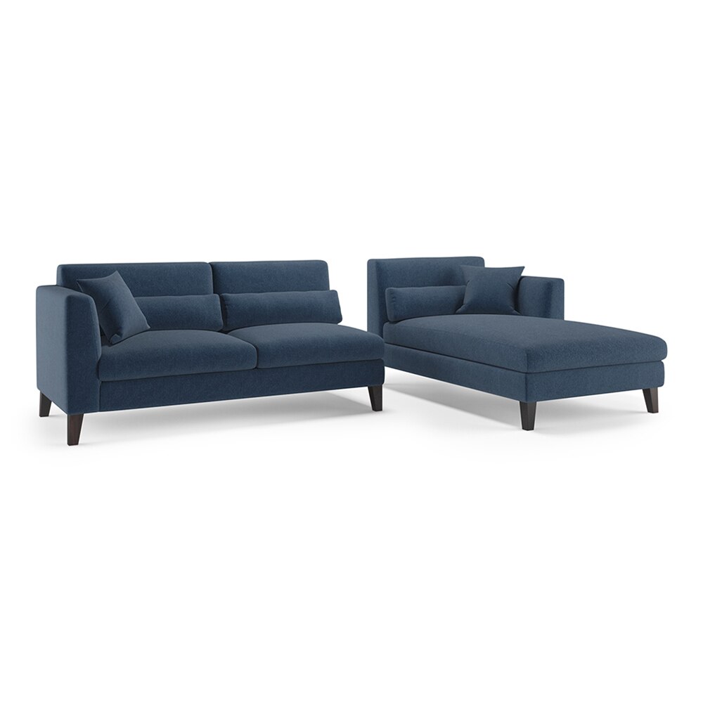 Lewis Sectional Sofa (Colour : Lapis Blue, Cushion : Hard, Seater : Right Aligned 3 Seater + Right Aligned Chaise)