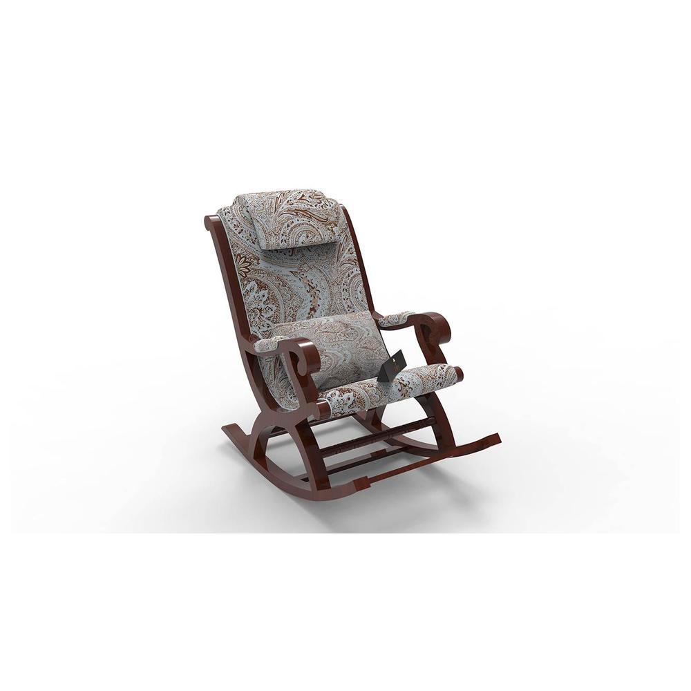 Raycine Solid Wood Rocking Chair in Beige printed Colour