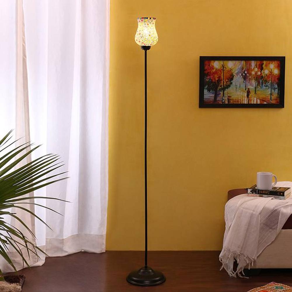 Oliver Black Glass Shade Floor Lamp