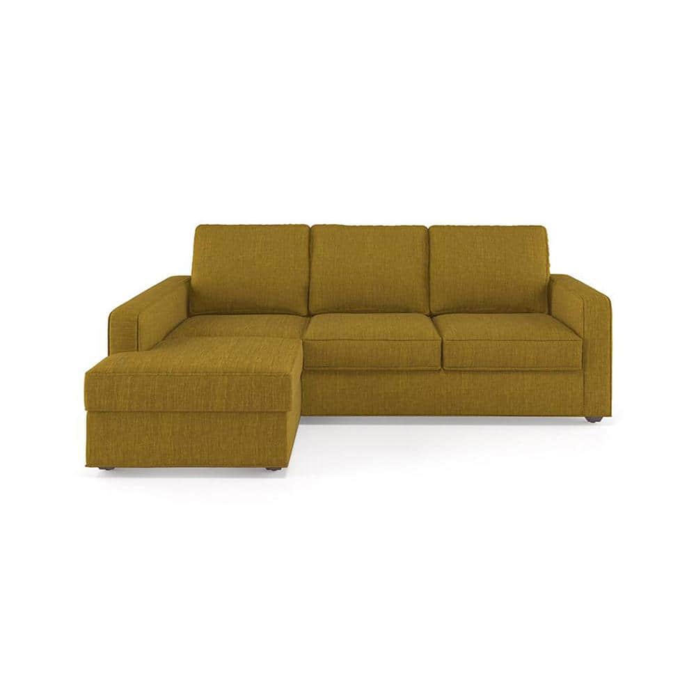 Apollo Compact Sofa (Colour : Olive Green, Cushion : Hard, Back Type : Regular, Seating Capacity : Left Aligned 2 Seater + Left Aligned Chaise + Ottoman)