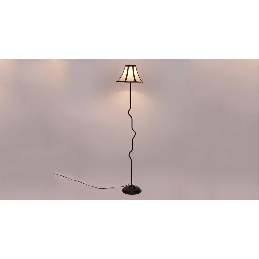 Gus Multicolour Fabric Floor Lamp with Black Iron Base