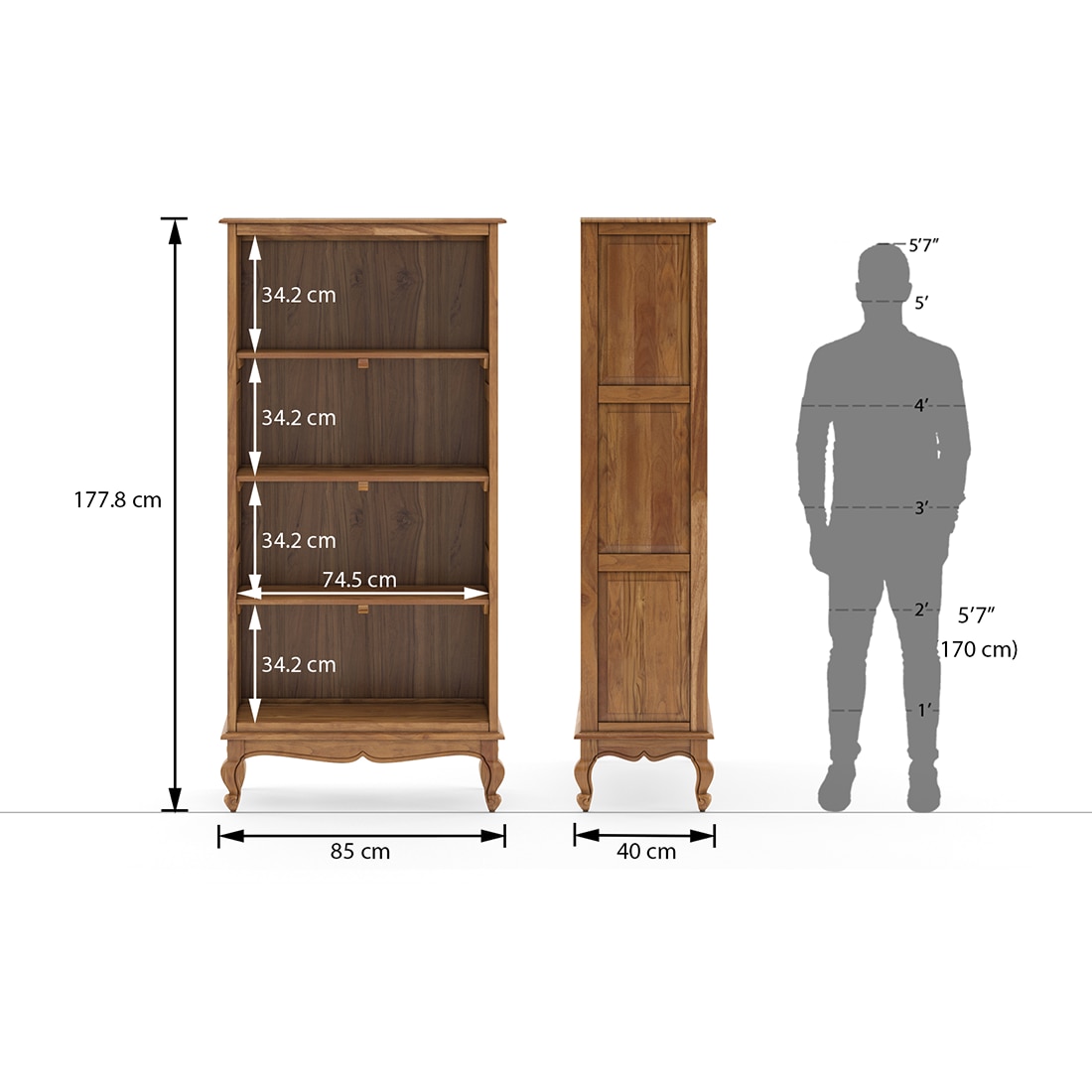 Taahira Bookshelf Finish Natural Teak
