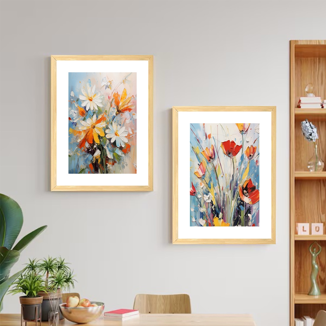 Red White Flower Set of 2 Framed Posters Botanical Art 45x60 cm - Art Street
