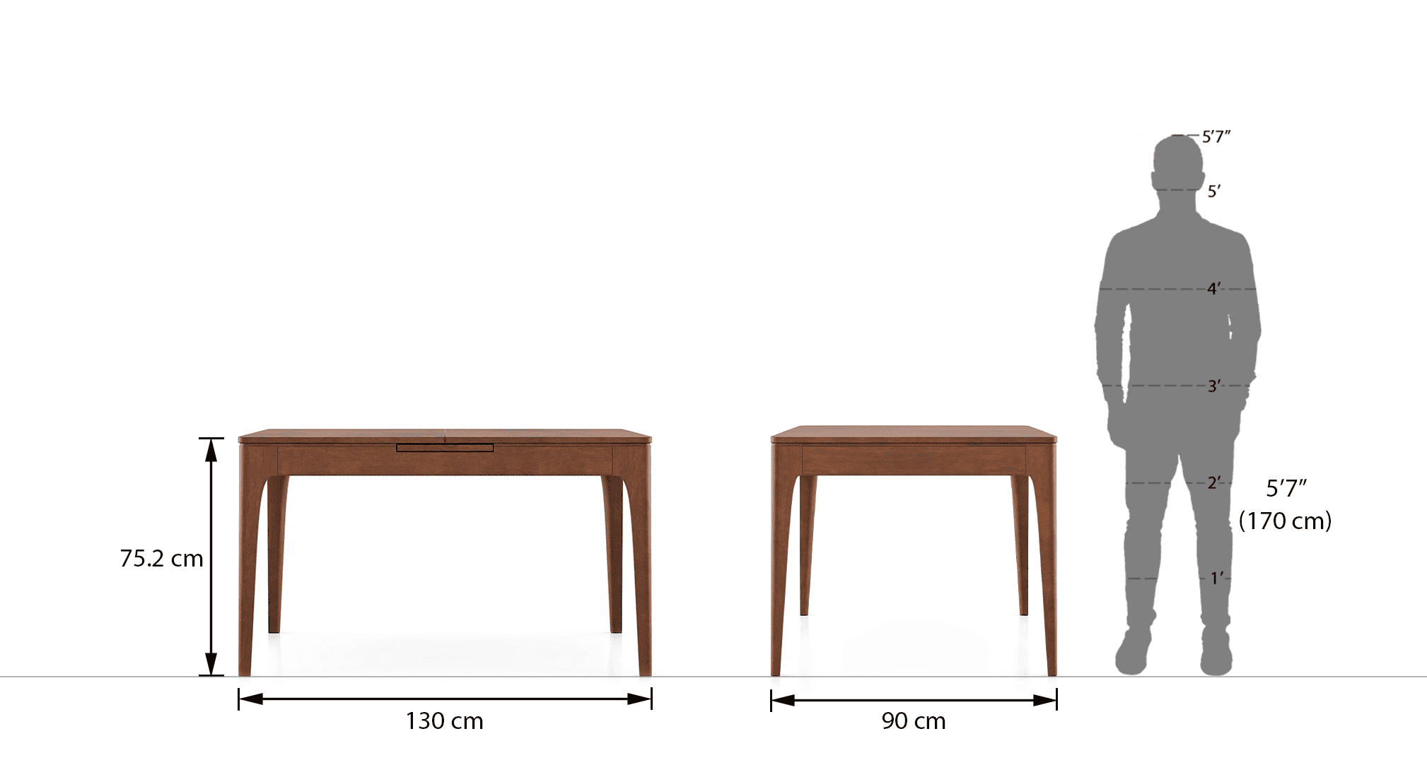Ramanda 6 Seater Dining Table In Dark Walnut Finish
