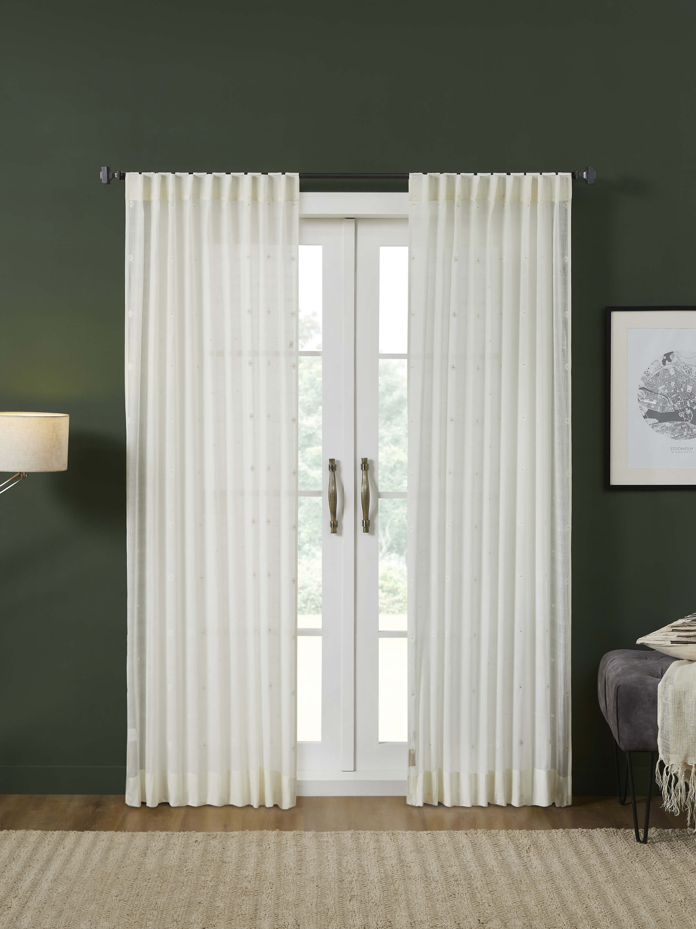 Kalpanama Ivory Buti Handloom Cotton Curtain (7 Ft)