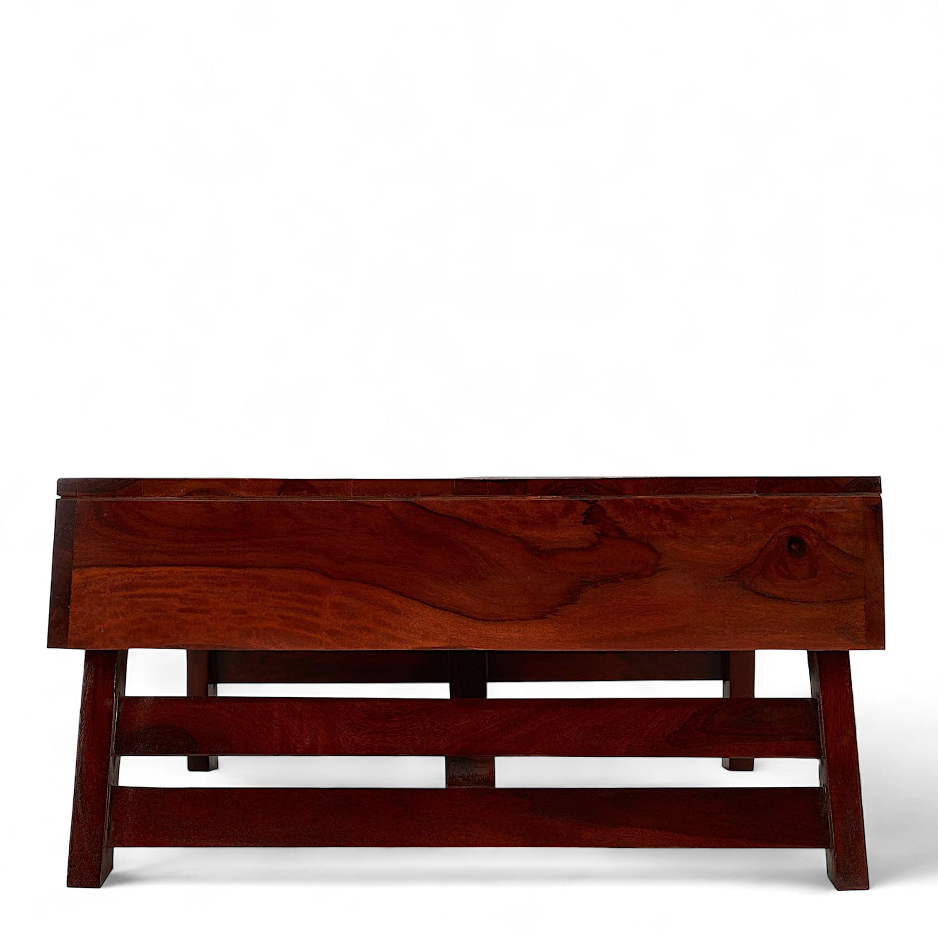 Bradford Sheesham Wood Contemporary Square Foldable Coffee Table In Honey Finish