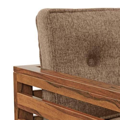 Raymond Wooden Sofa - Teak Finish (Safari Brown) (Finish : teak; Custom Set - Sofas : 0003; Standard Set - Sofas : none; Sofa Material : fabric; Sofa Size : regular; Sofa Type : regular; Colour : safari brown)