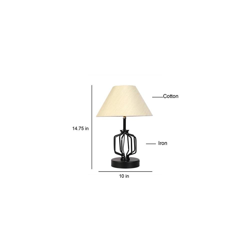 Aitana off-white cotton Table lamp with Iron Base