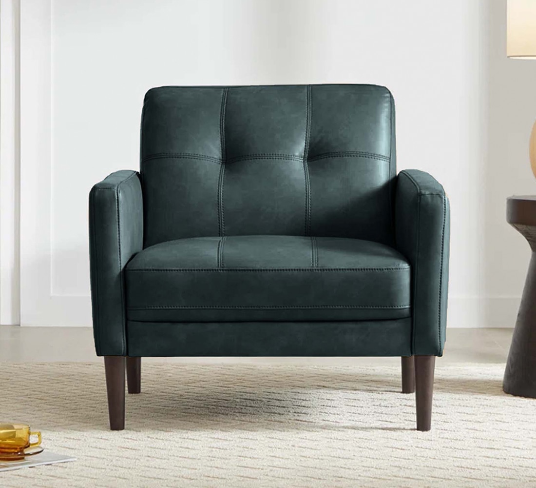 Clark PU Leather Armchair in Grey - KURSIWALLAH