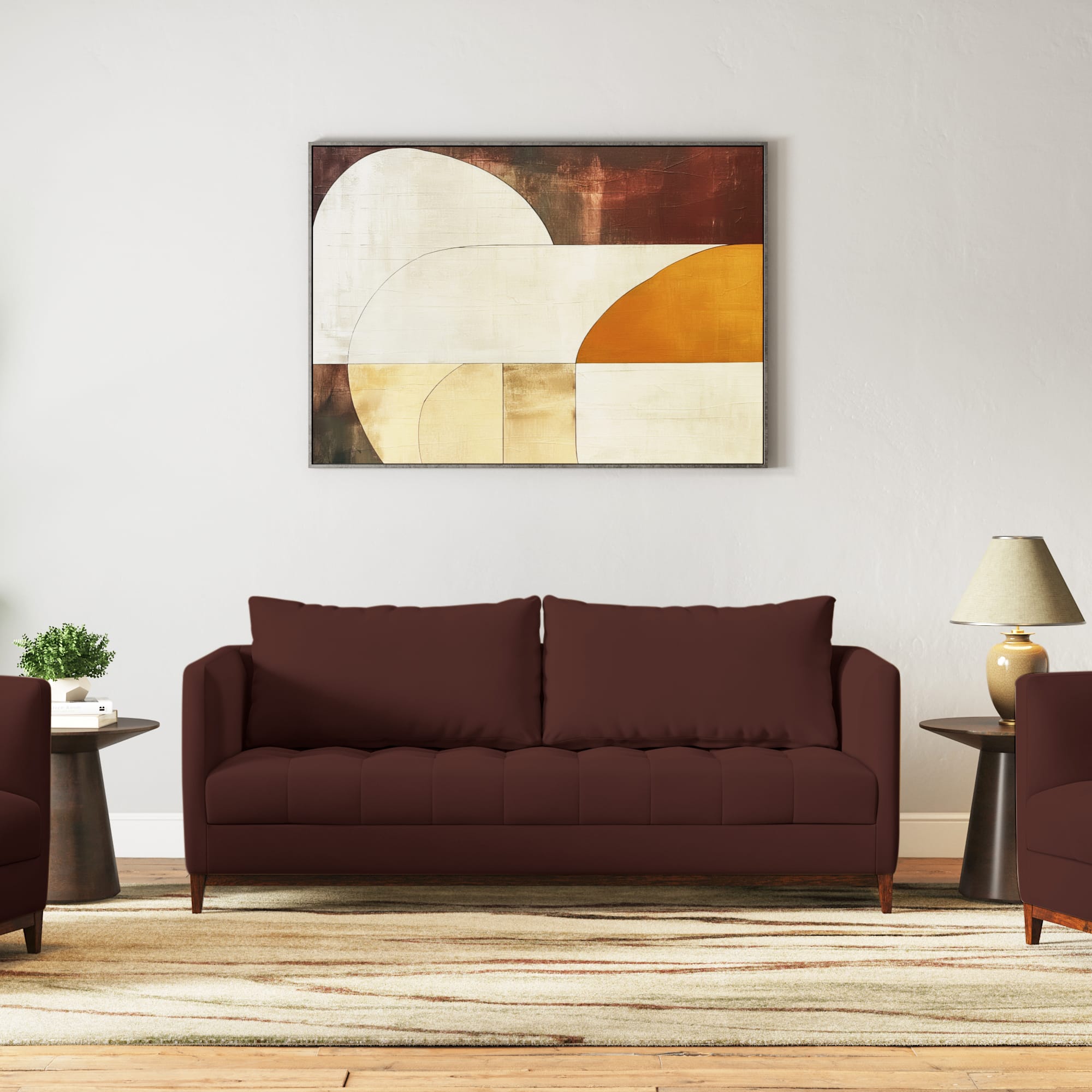 Florence Premium 3 Seater Fabric Sofa in Deep Crimson Velvet Colour - Urban Ladder