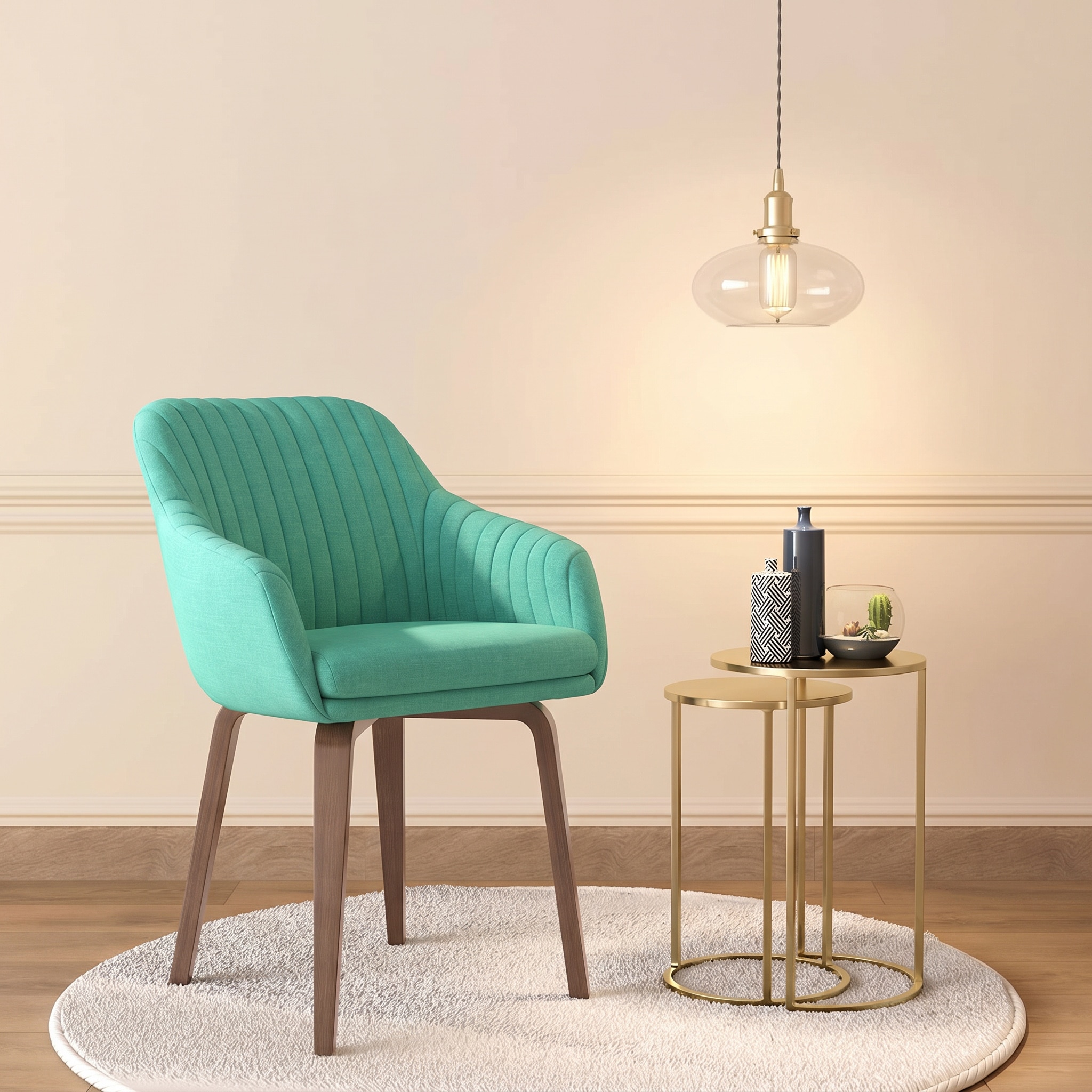 Rochelle Lounge Chair in Lagoon Green Colour - Urban Ladder