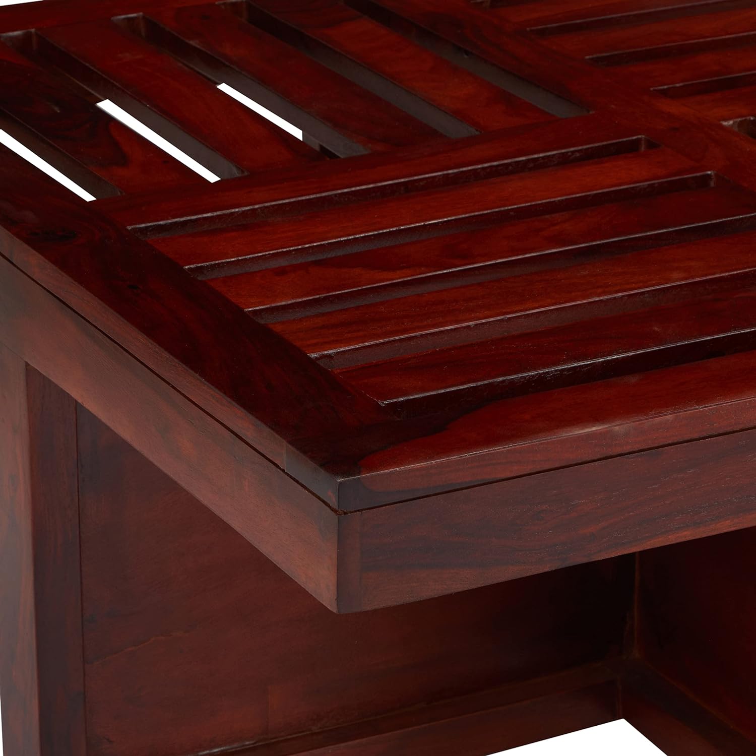 Palladio Sheesham Wood Accent Coffee Table Set With 4 Stools In Honey Finish