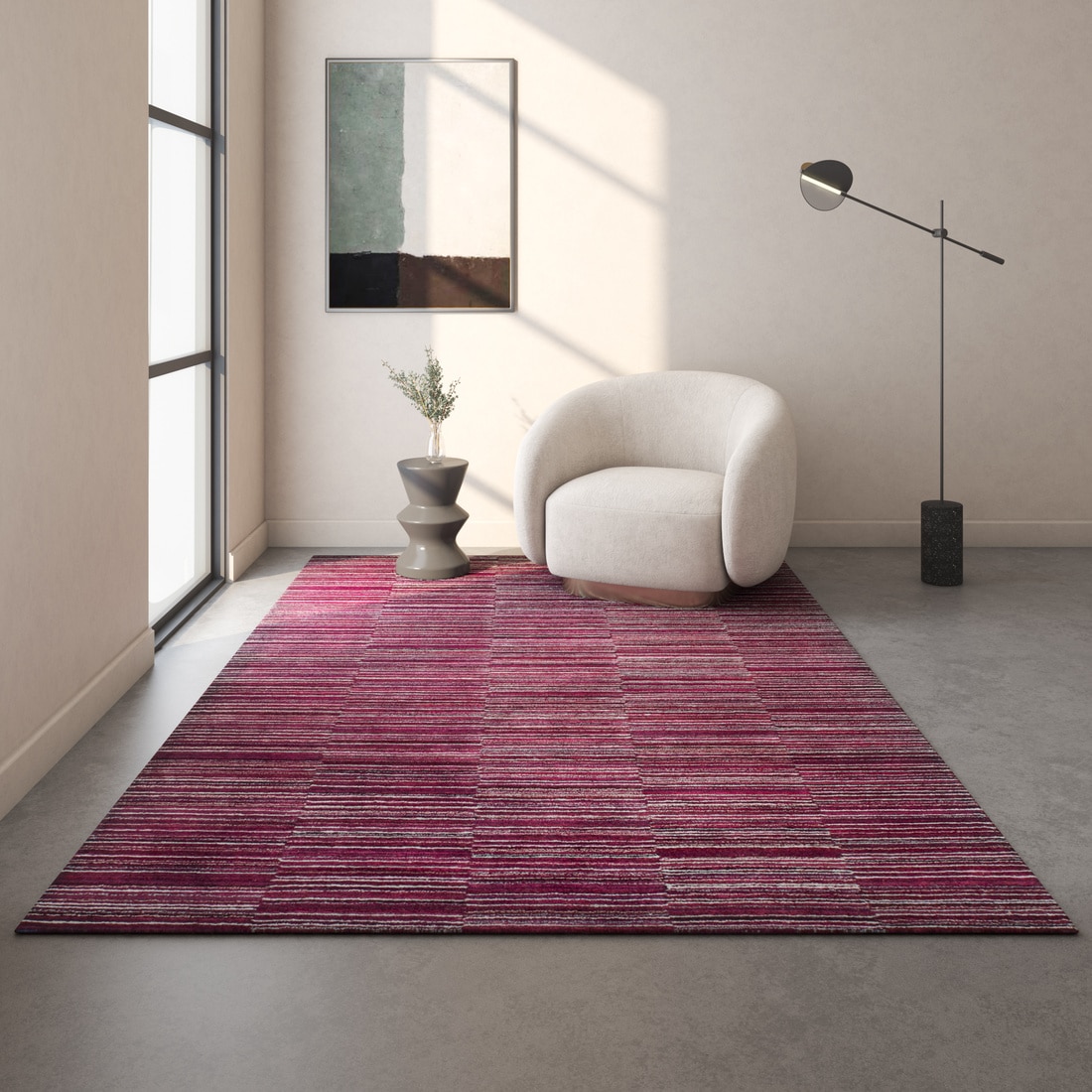 Jaipur Rugs Soft Striped Wool Viscose Tufted Rug 5x8 ft - Jaipur Rugs