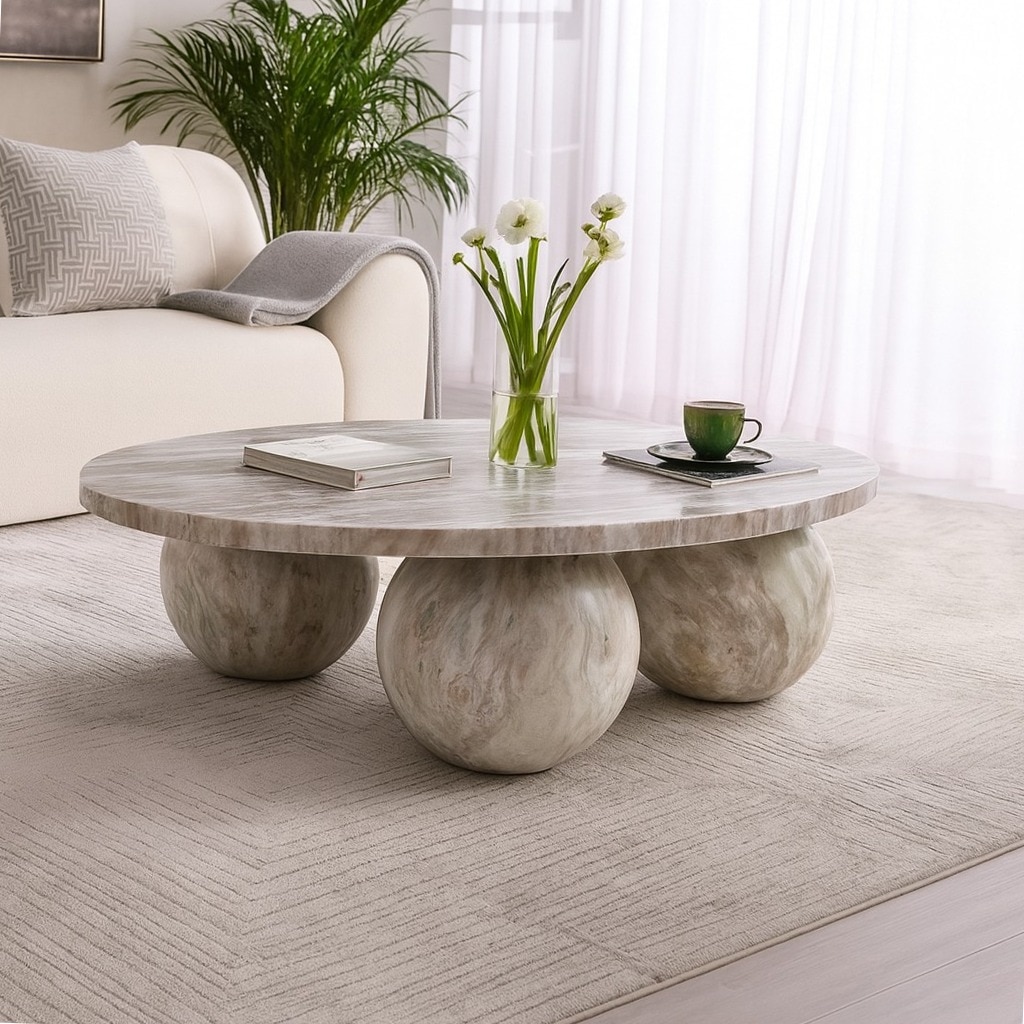 Bejoy Marble Coffee Table In Creem Finish - Living Shape