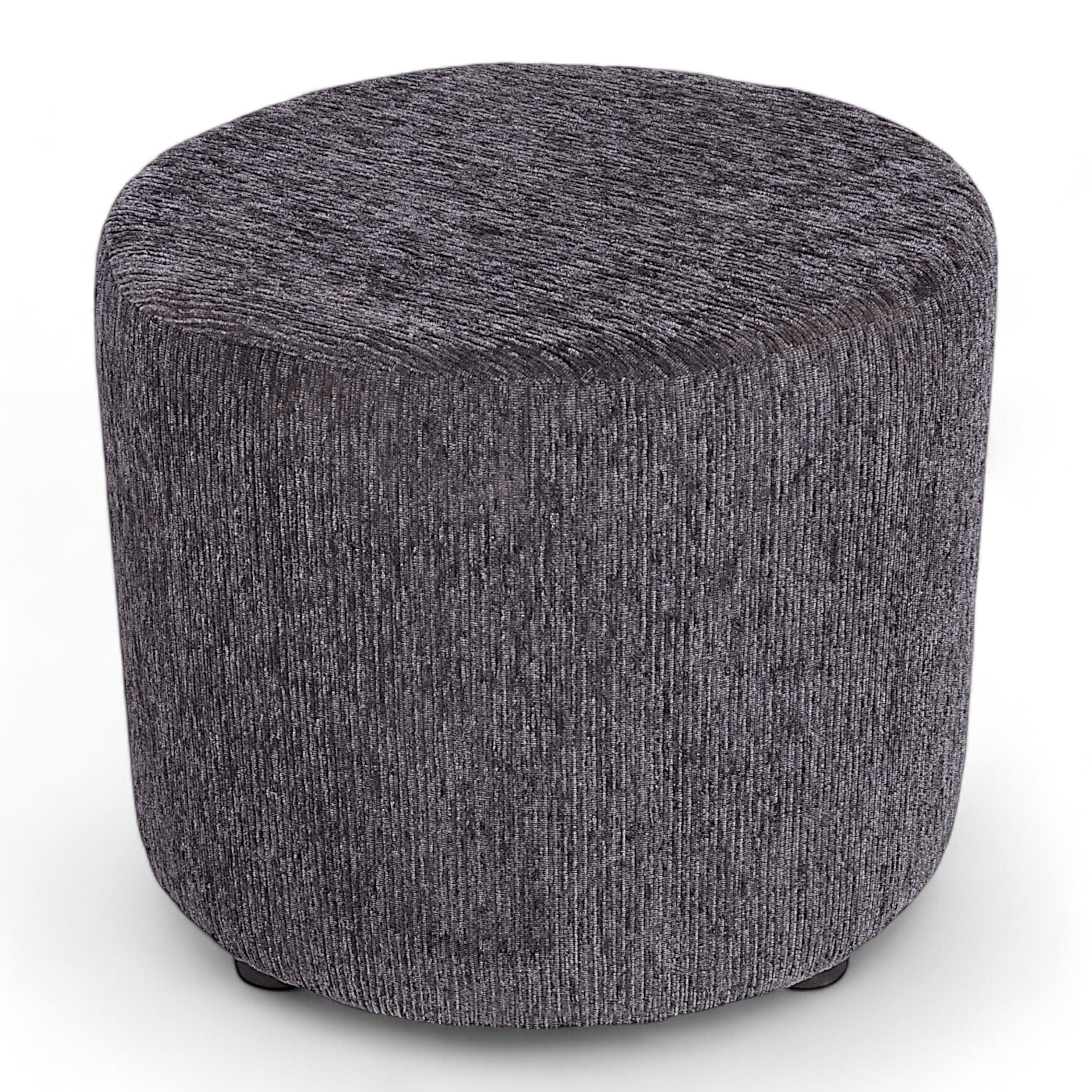 Iris Round Pouffee in Mossy Grey Fabric