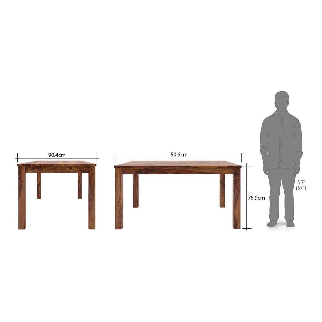 Arabia Leon Solid Wood 6 Seater Dining Table With Set Of 6 Chairs (Colour- Camilla Ivory, Finish- Teak)