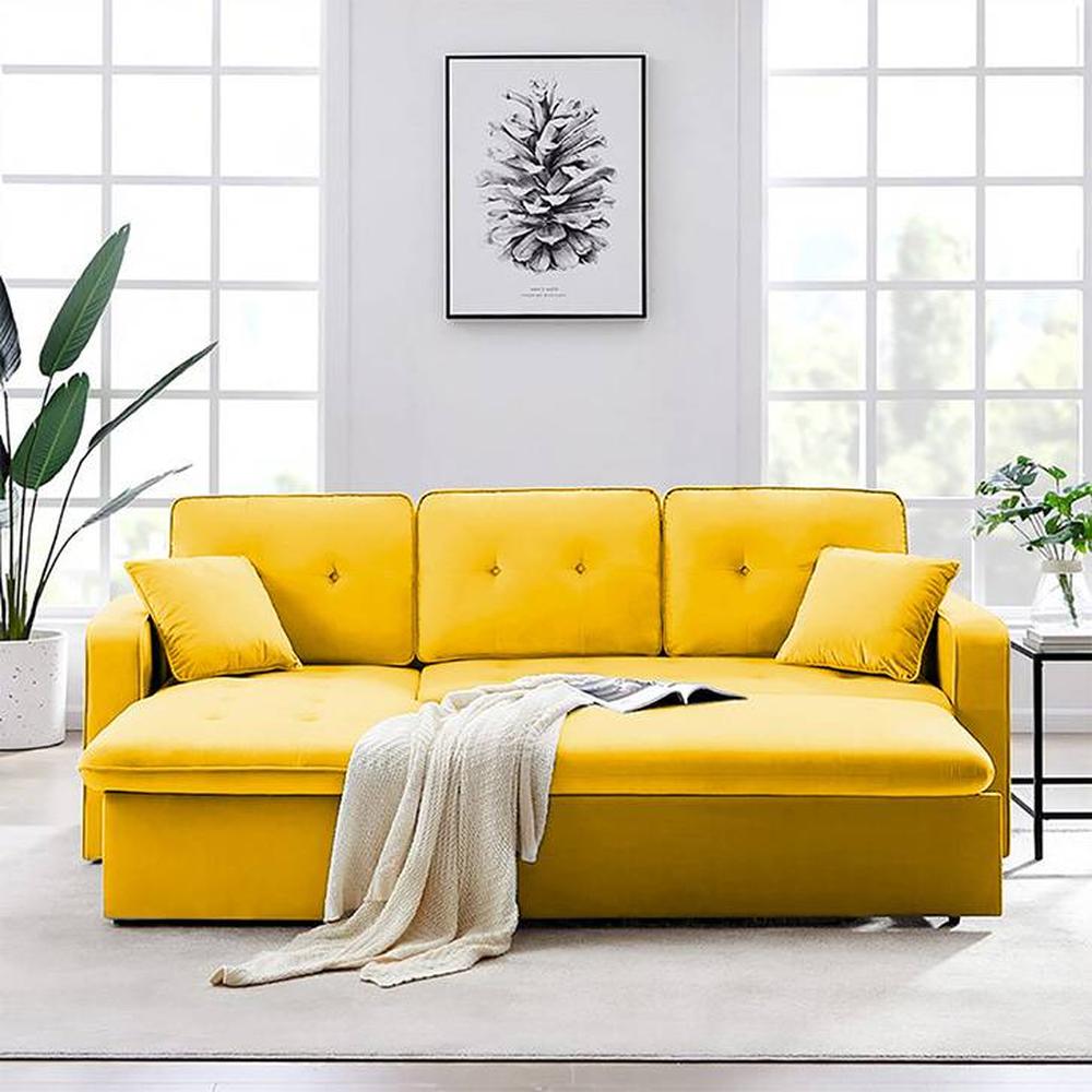 William  Pull Out Sofa cum Bed  in Maroon Colour