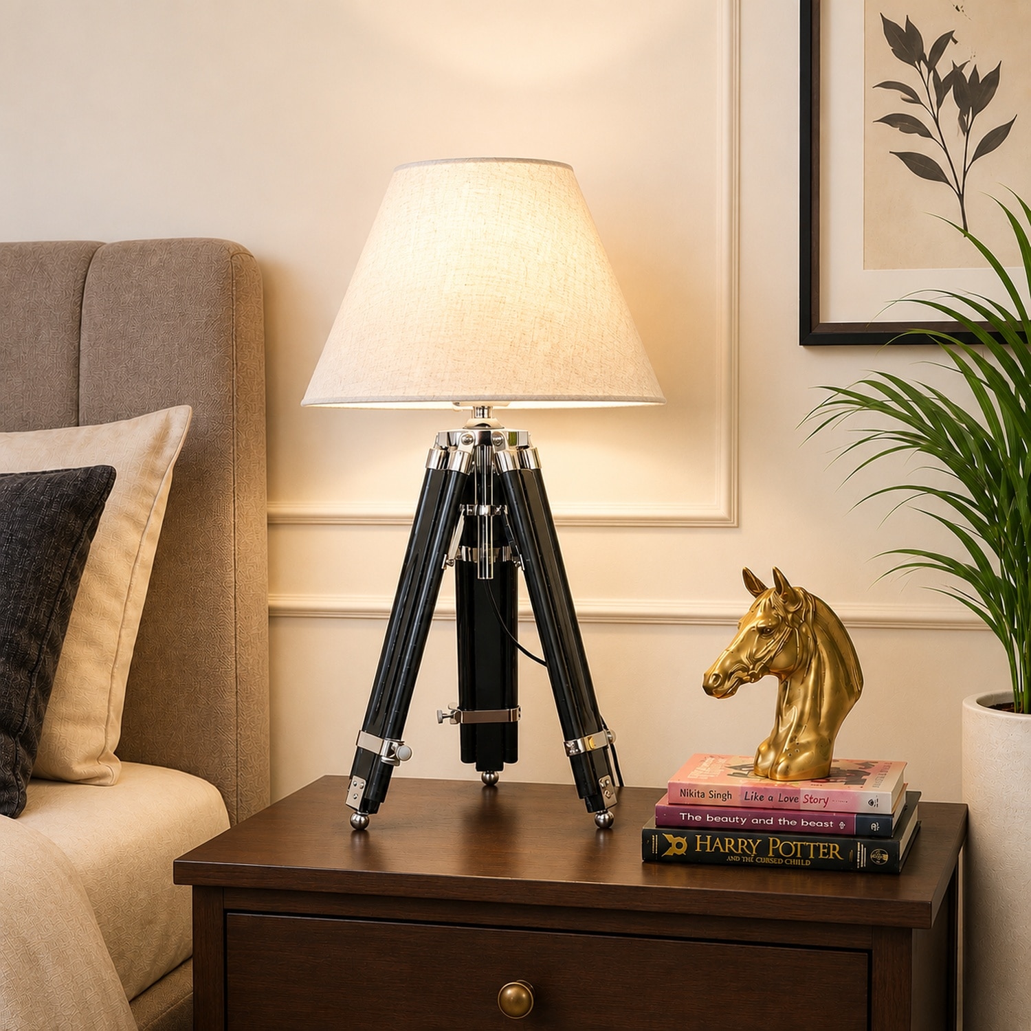 Shaylyn Natural Lenin Shade Table Lamp - Pristine Interiors