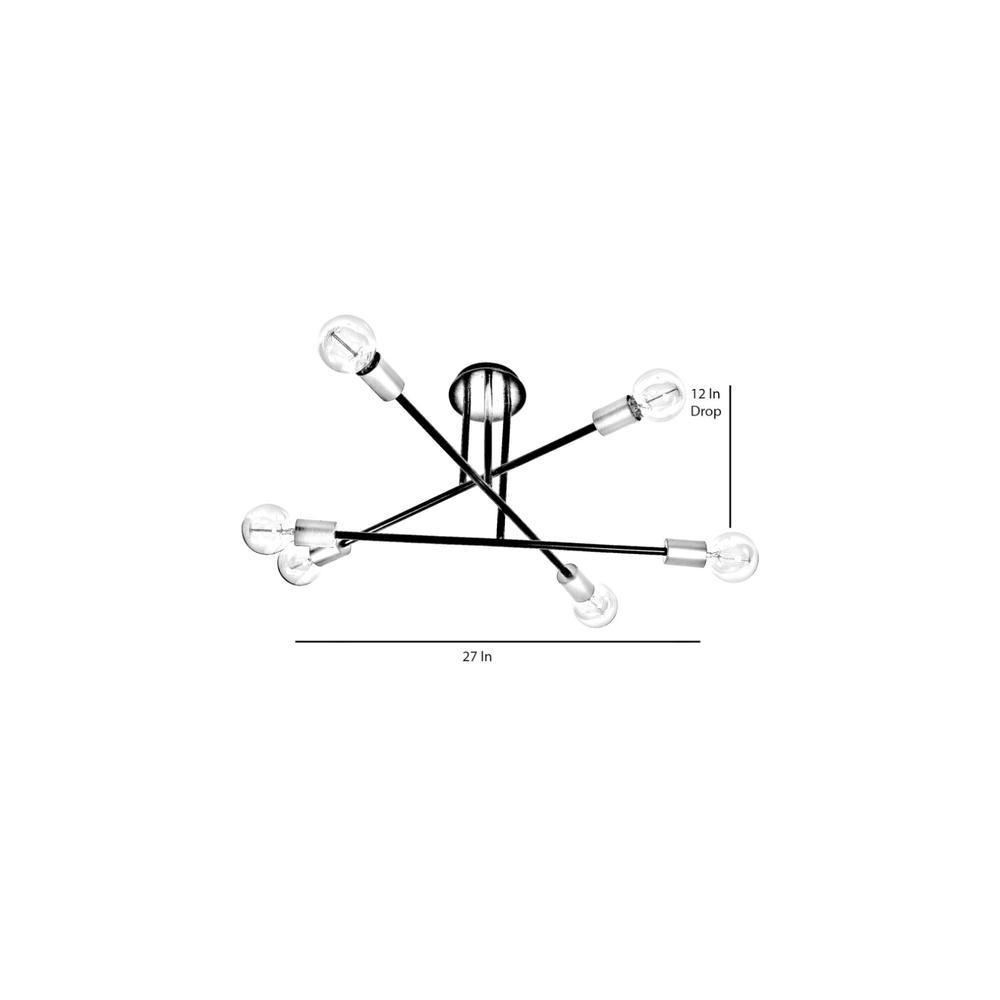Six Head Sputnik Black Mordern Chandelier