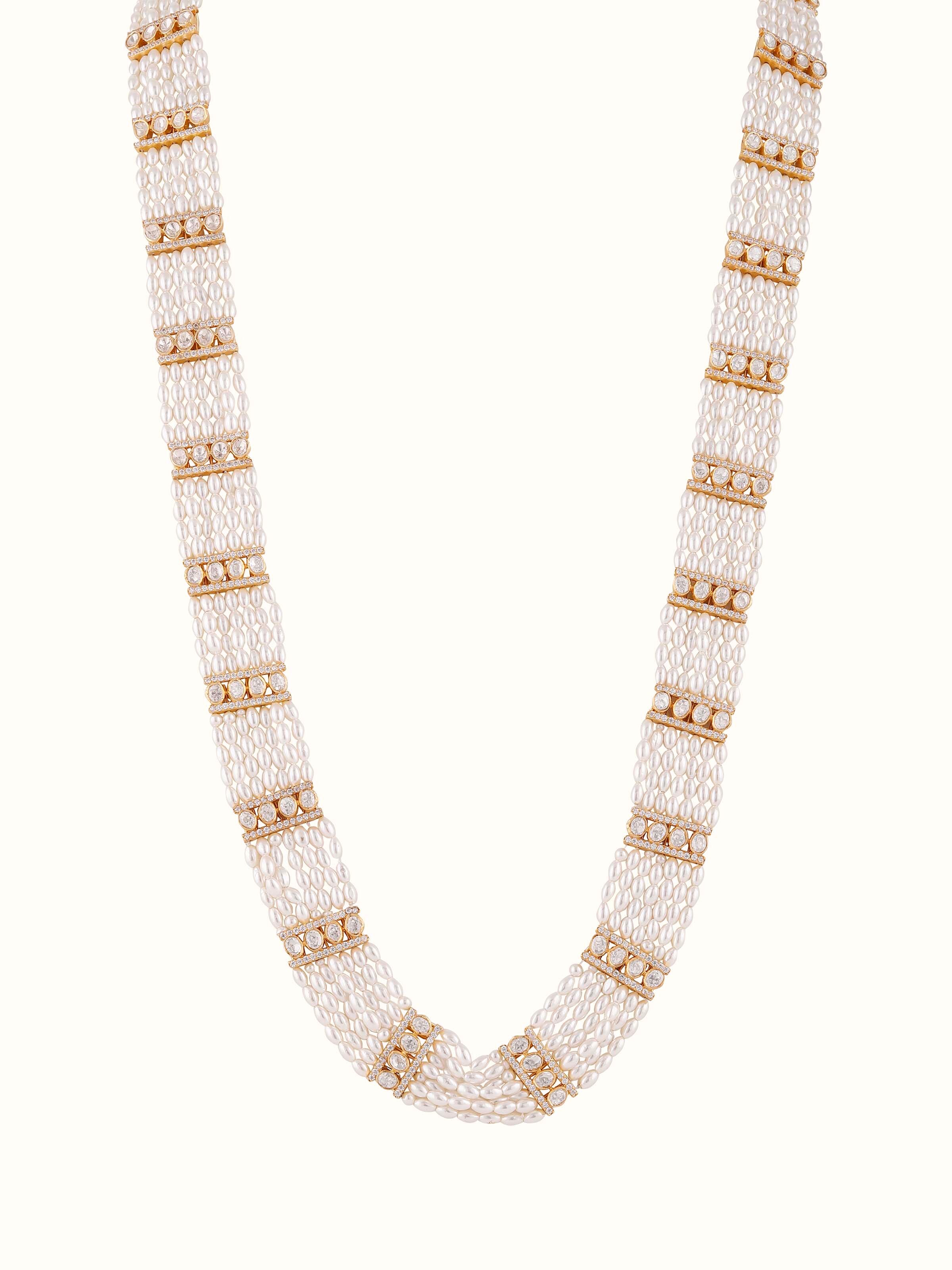 Dank Polki silver long necklace – Swadesh