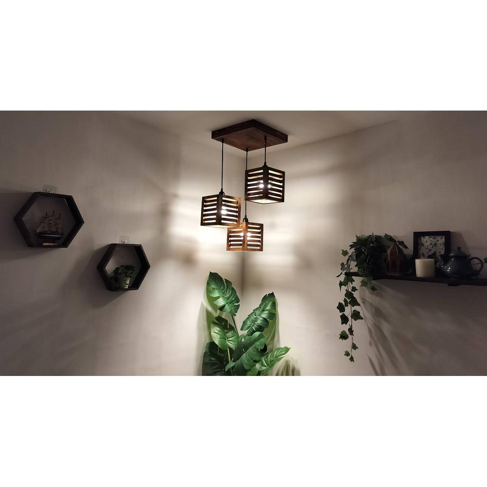 Lyon Brown Solid Wood Cluster Hanging Light