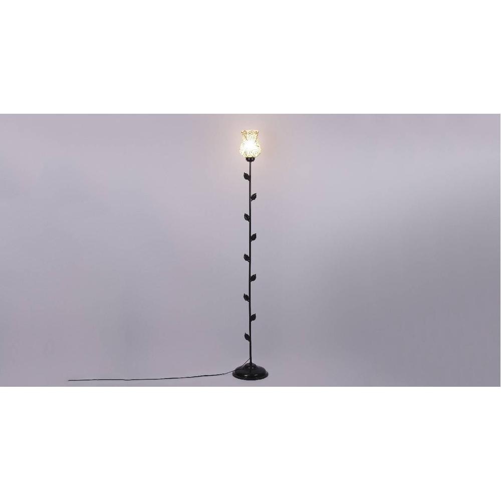 Atticus Multicolour Glass Floor Lamp with Black Iron Base