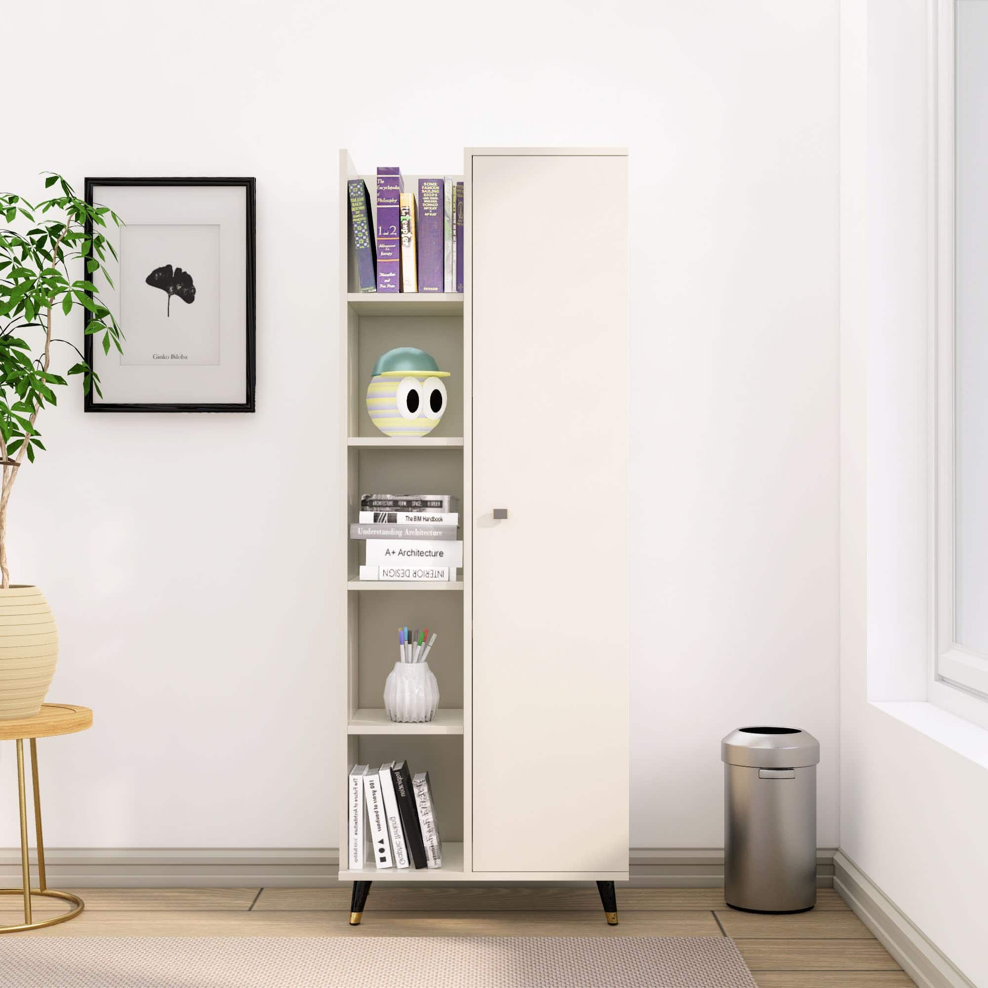 Hexa Engineered Wood Bookshelf Multipurpose Storage Rack in Frosty White - HexaRed