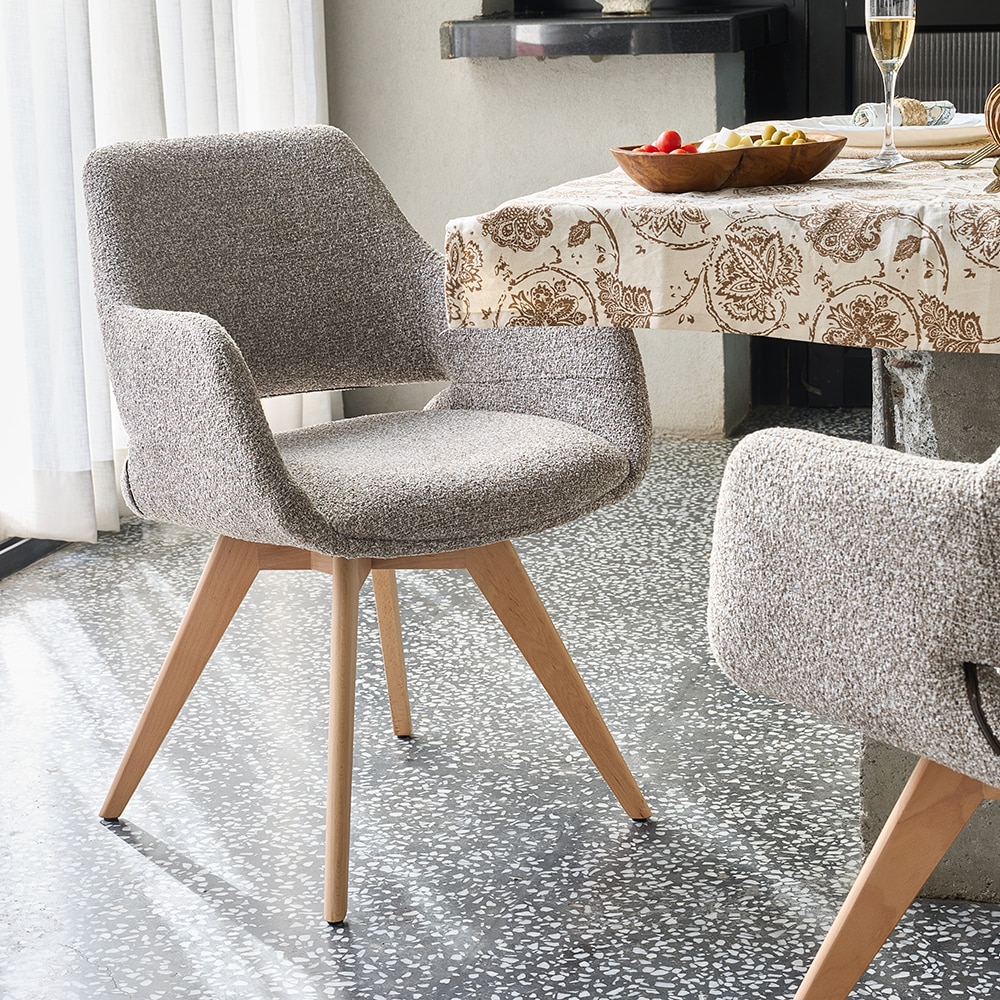 Bastion Solid Wood Dining Chair in Khaki Colour - Living Shape