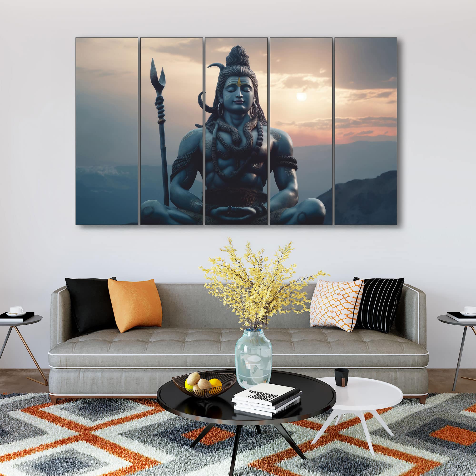 The Castle Decor Lord Shiva Mahadev Rising Sun Wall Art 27x48 Inch - The Castle Decor