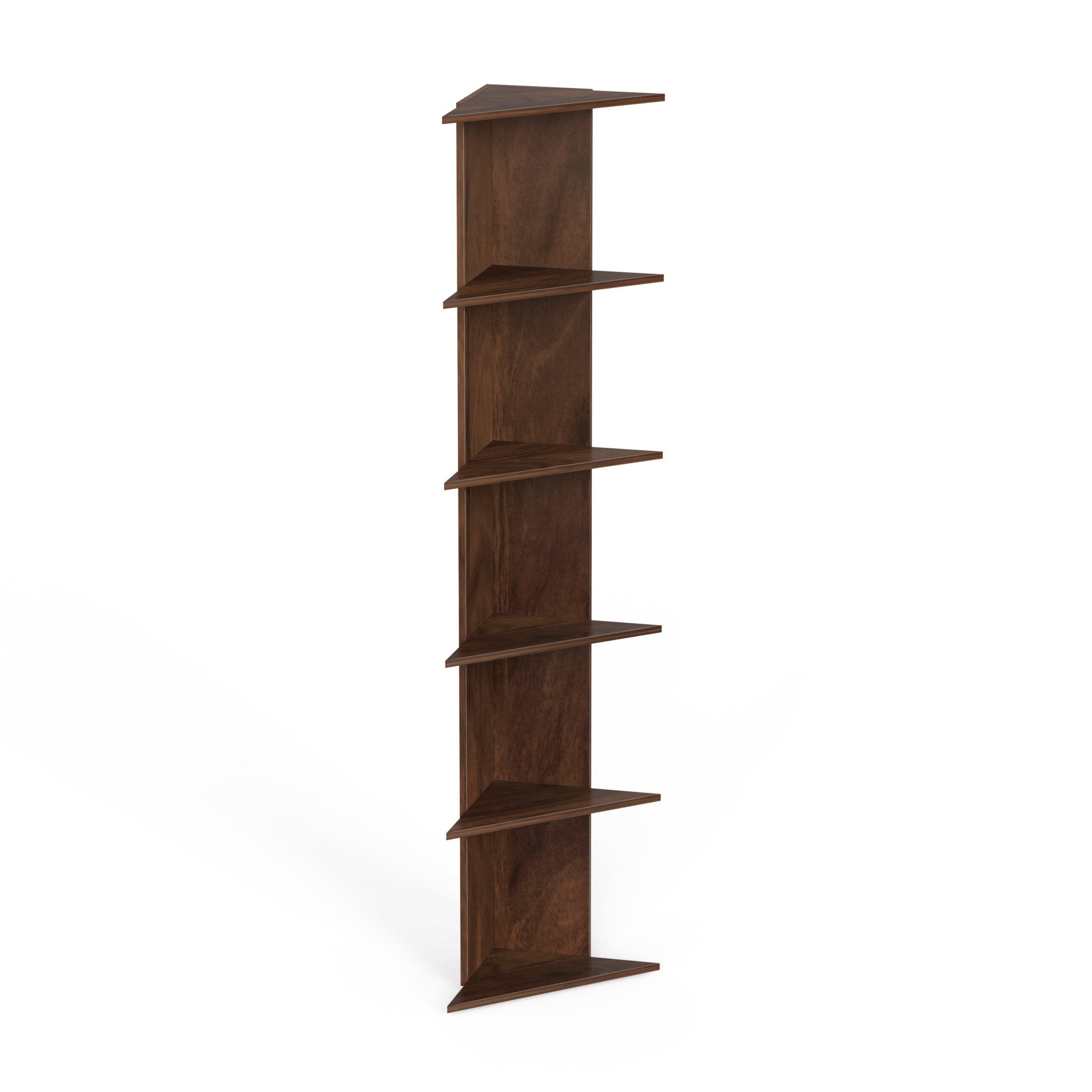 BLUEWUD Cadlic Engineered Wood Wall Decor Multi-Tier Corner Shelf Display Rack Decorative Hall D�cor for Living Room Home Furniture 6 Shelves (Brown Maple)